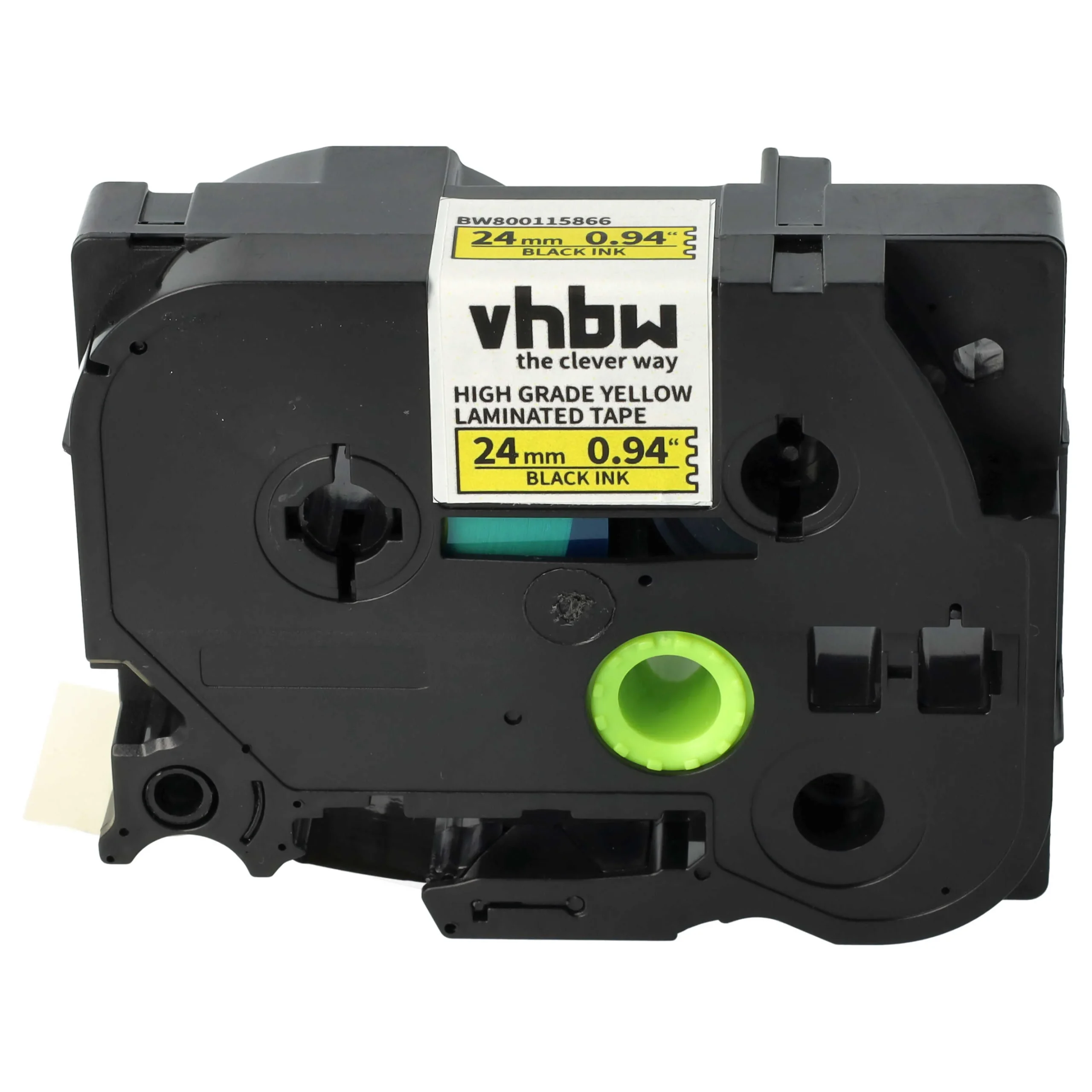 Cassette à ruban remplace Brother HGE-651 - 24mm lettrage Noir ruban Jaune, plastique