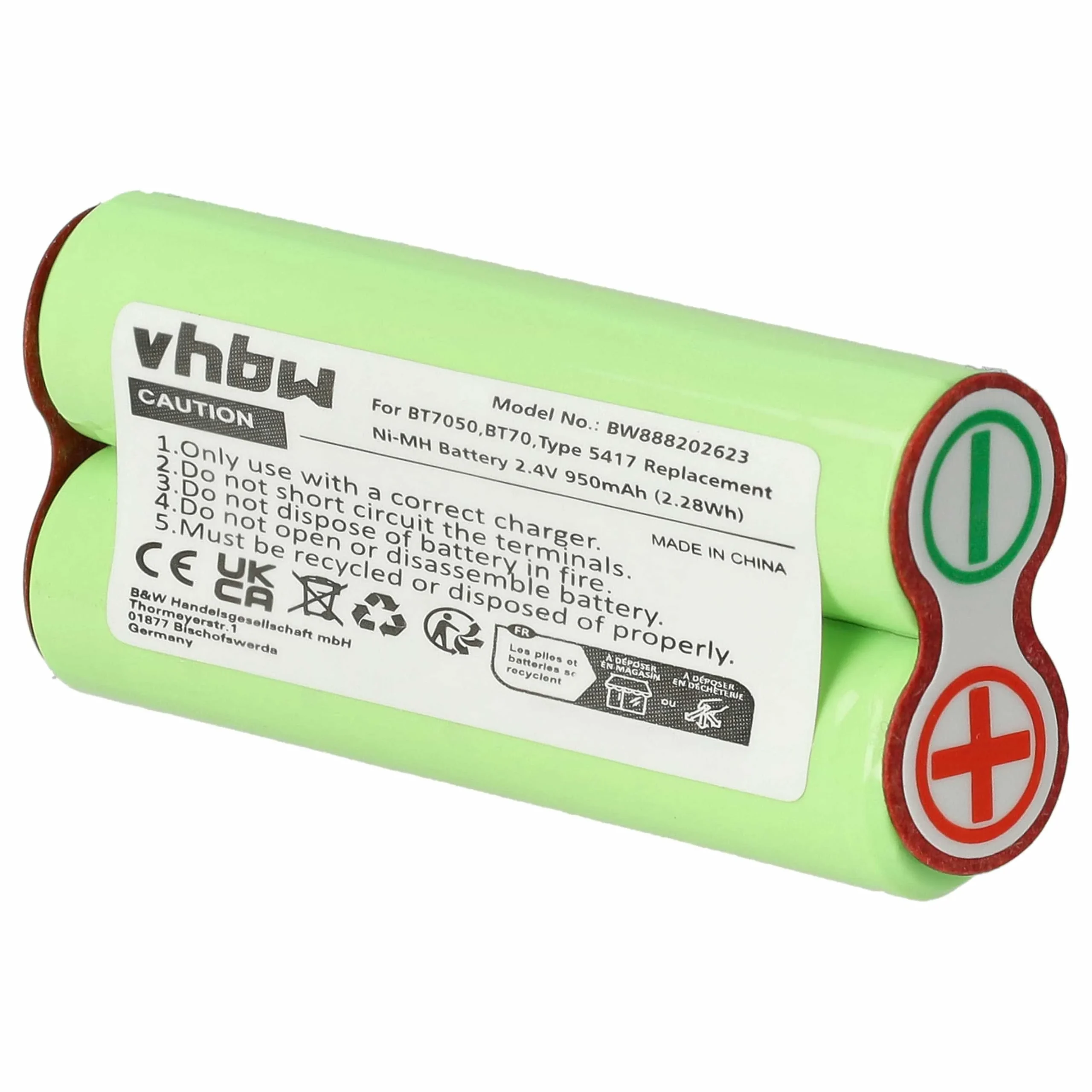 Batterie remplace Braun Type 5417 pour rasoir électrique Braun - 950mAh 2,4V NiMH