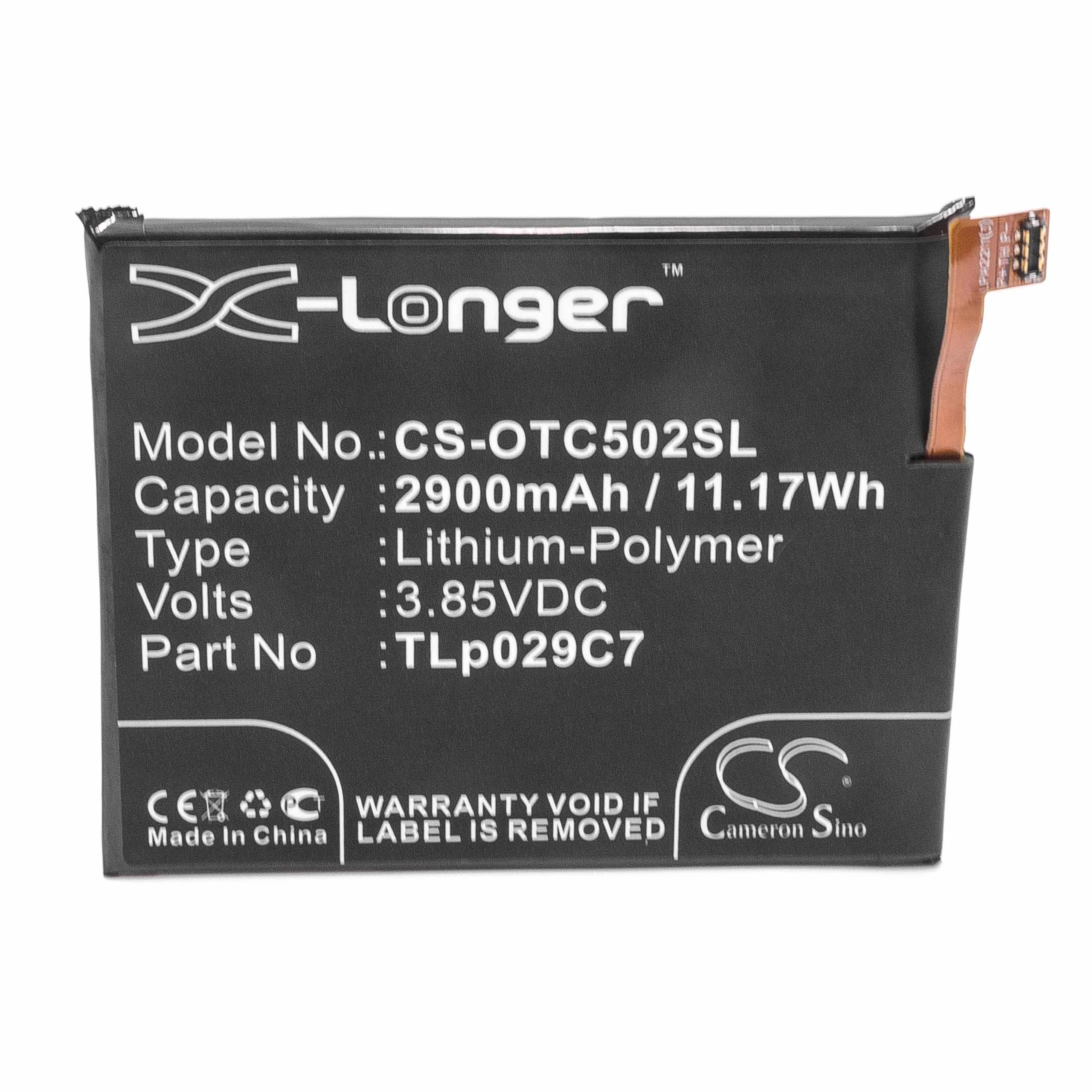 Batterie remplace Alcatel TLp029C7 téléphone portable Alcatel - 2900mAh 3,85V Li-polymère