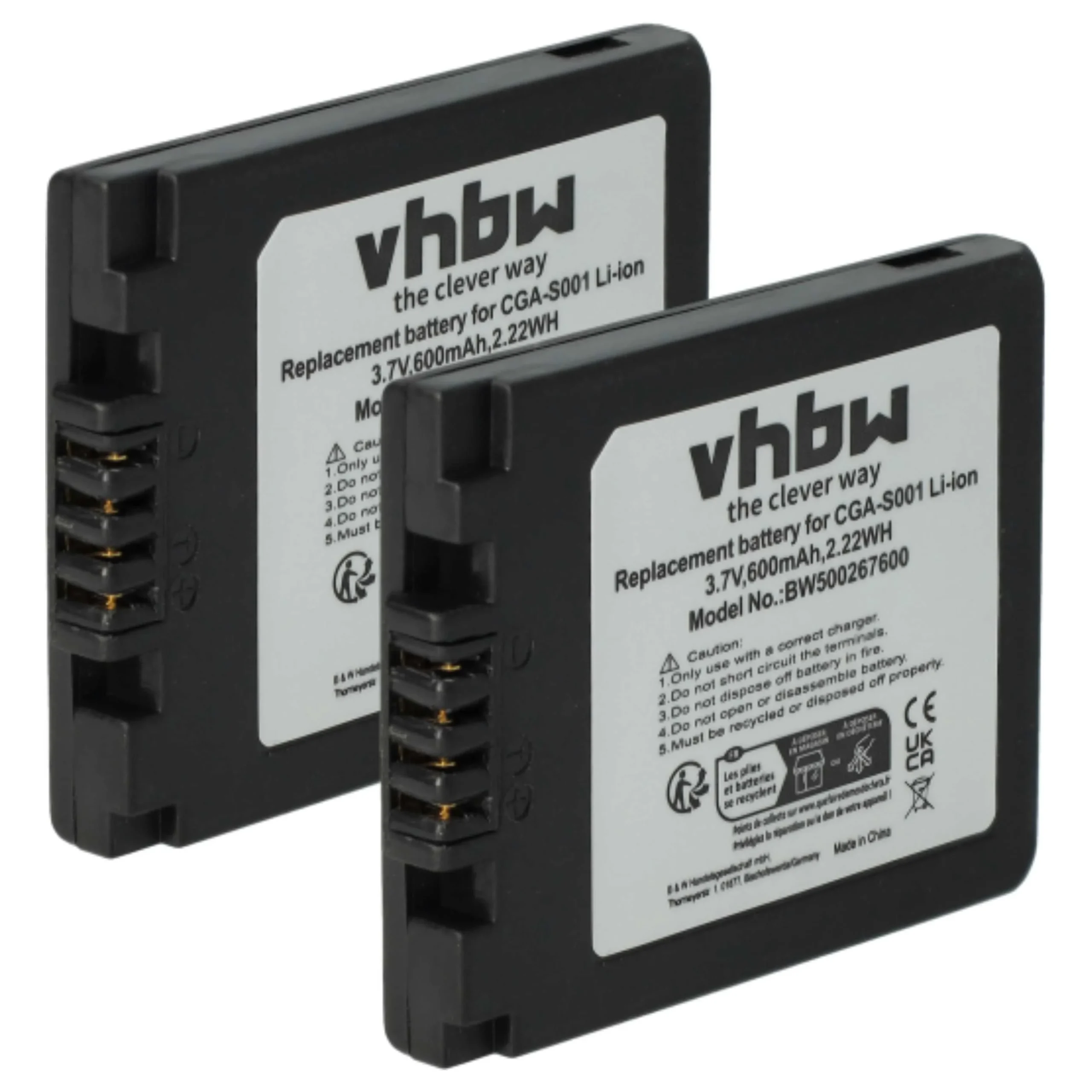 2x Batteries remplace Leica BP-DC2 pour appareil photo Leica- 500mAh 3,6V Li-ion