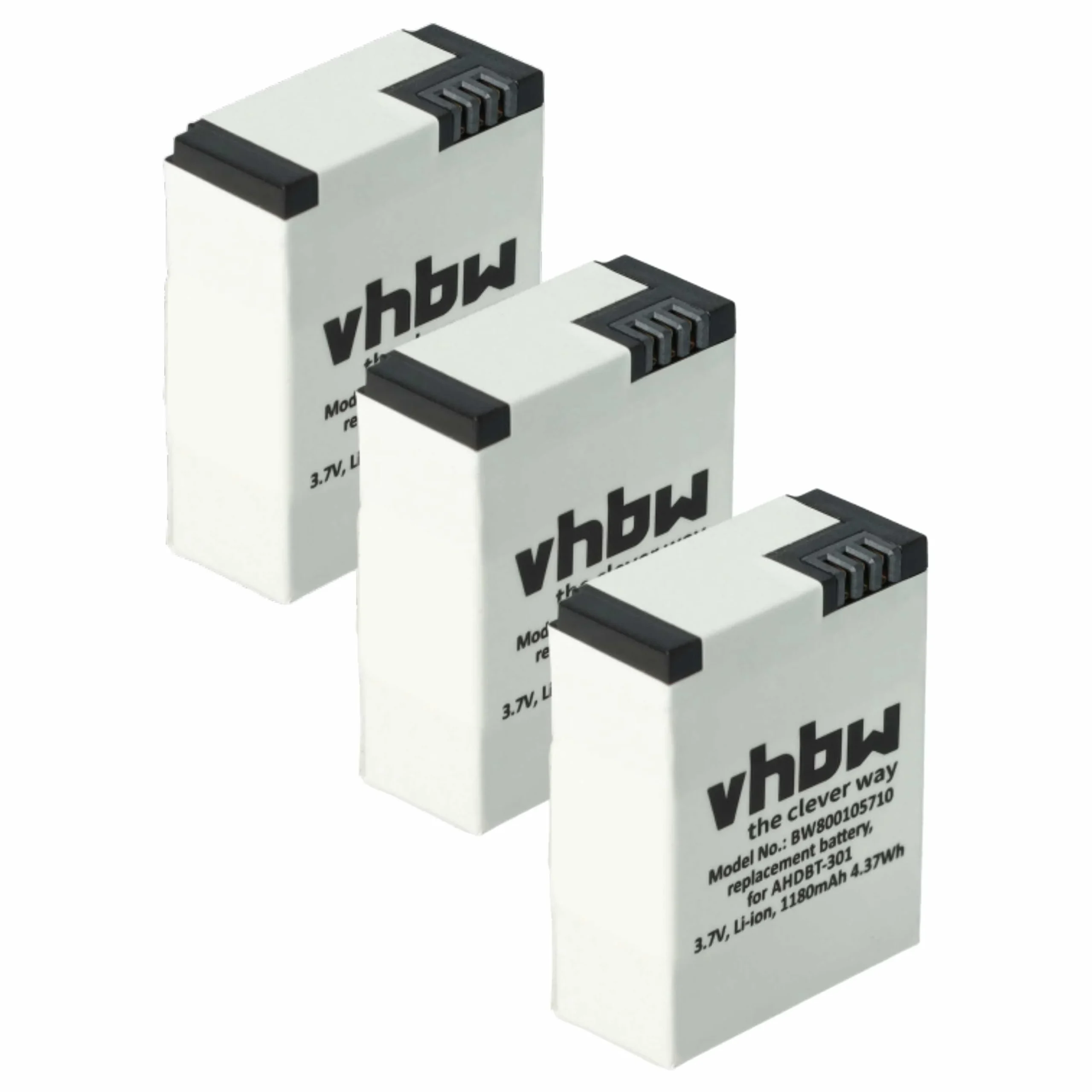 3x Batteries remplace GoPro 1ICP7/26/33-2 pour caméscope GoPro- 1180mAh 3,7V Li-polymère