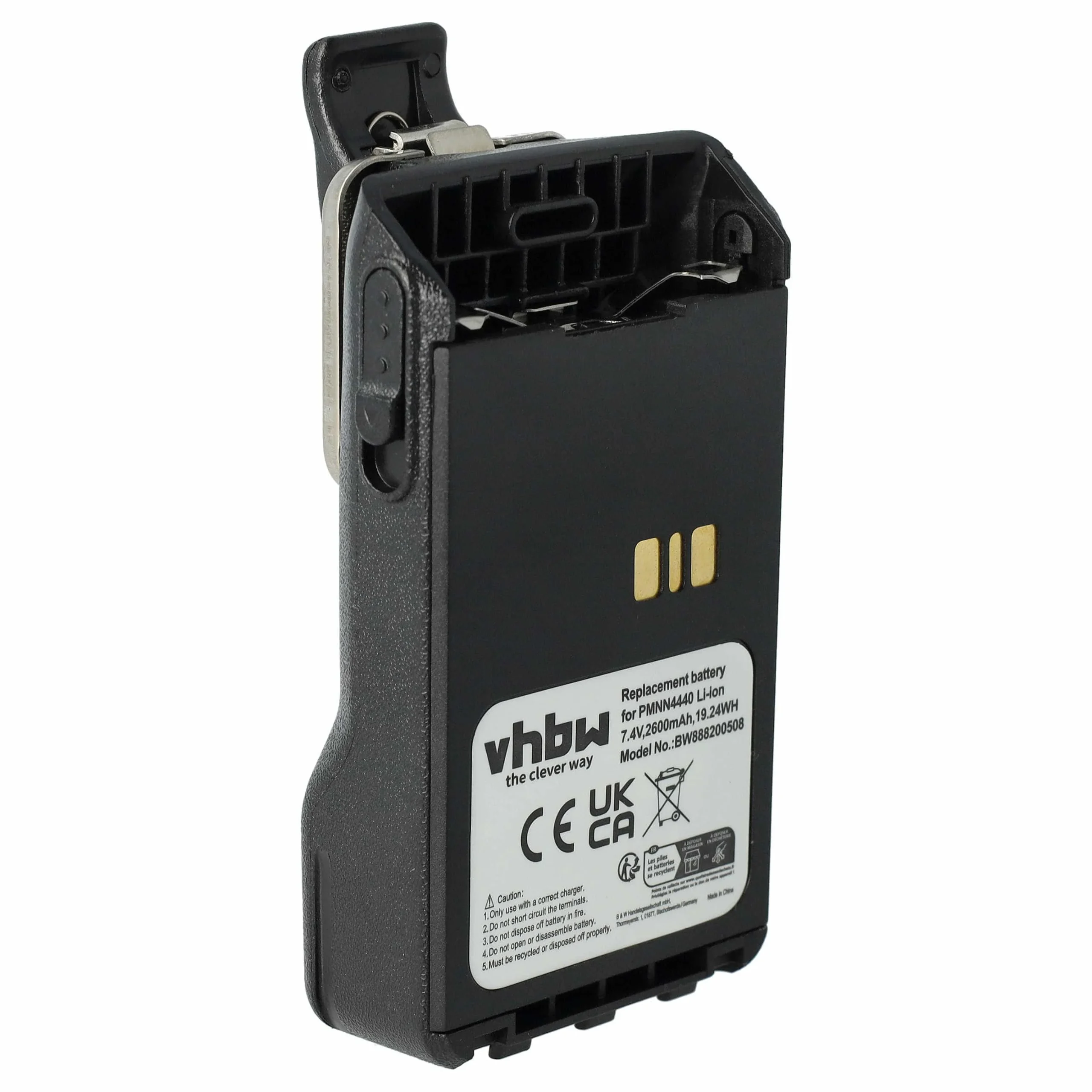 Batterie remplace Motorola PMNN4440, PMNN4440AR pour radio talkie-walkie Motorola- 2600mAh 7,4V Li-ion