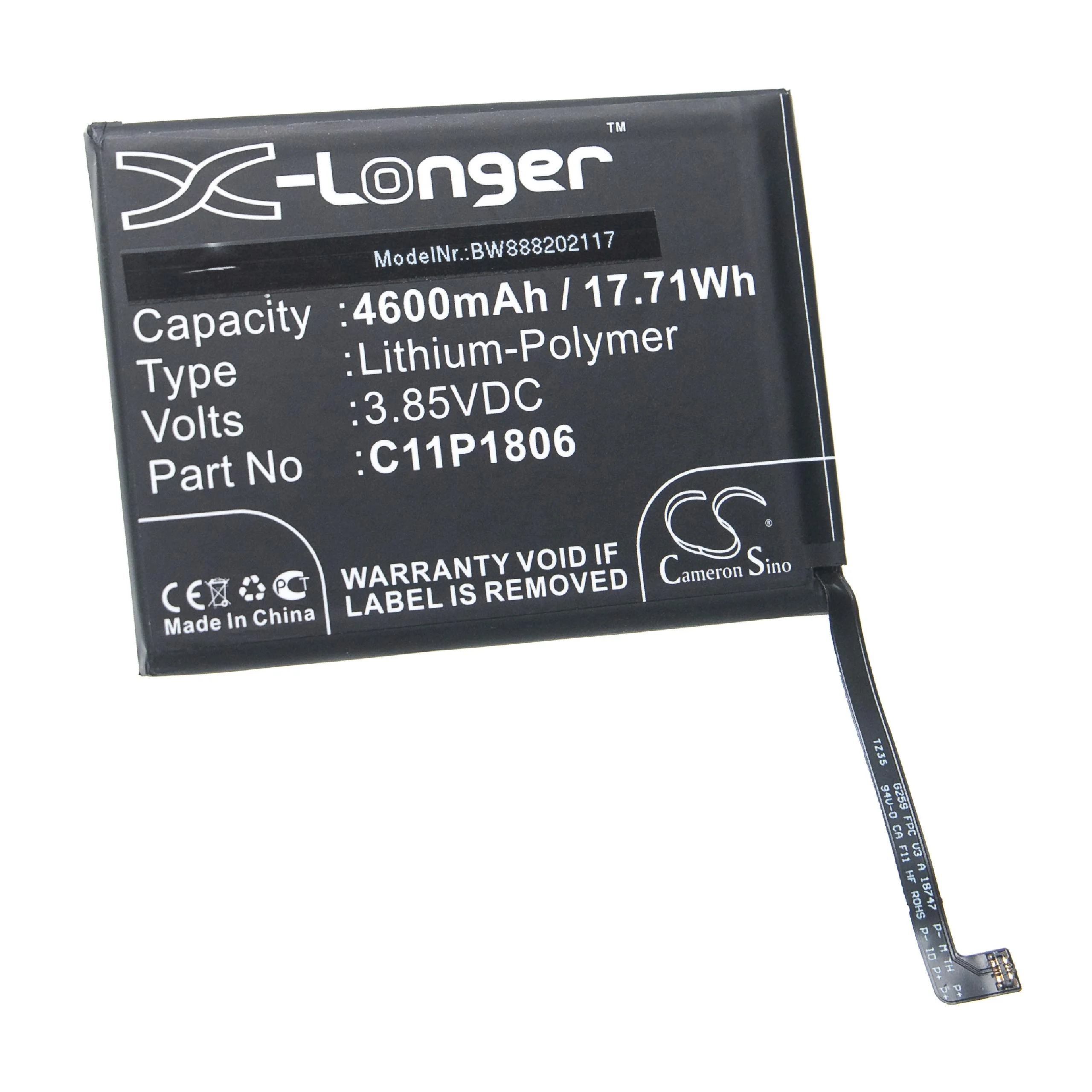 Batterie remplace Asus 1ICP5/65/87, C11P1806 téléphone portable Asus - 4600mAh 3,85V Li-polymère