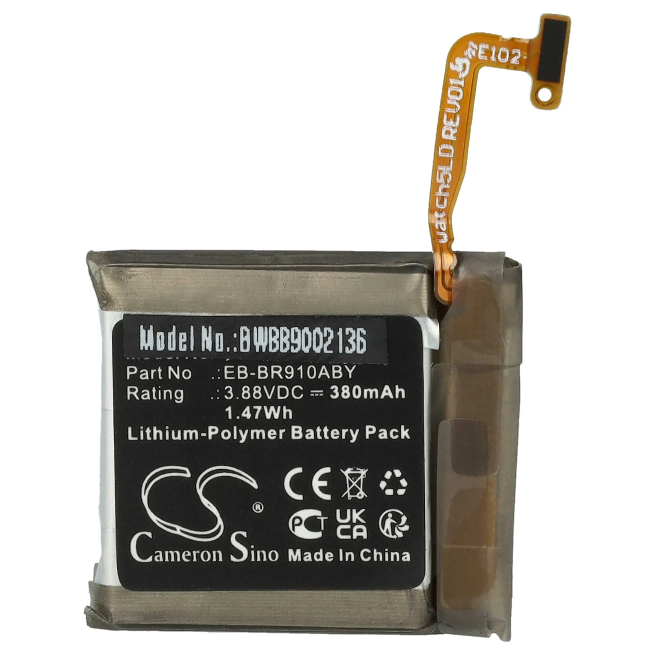 Batterie remplace Samsung GH43-05112A, EB-BR900ABY, EB-BR910ABY montre connectée - 380mAh 3,88V Li-polymère
