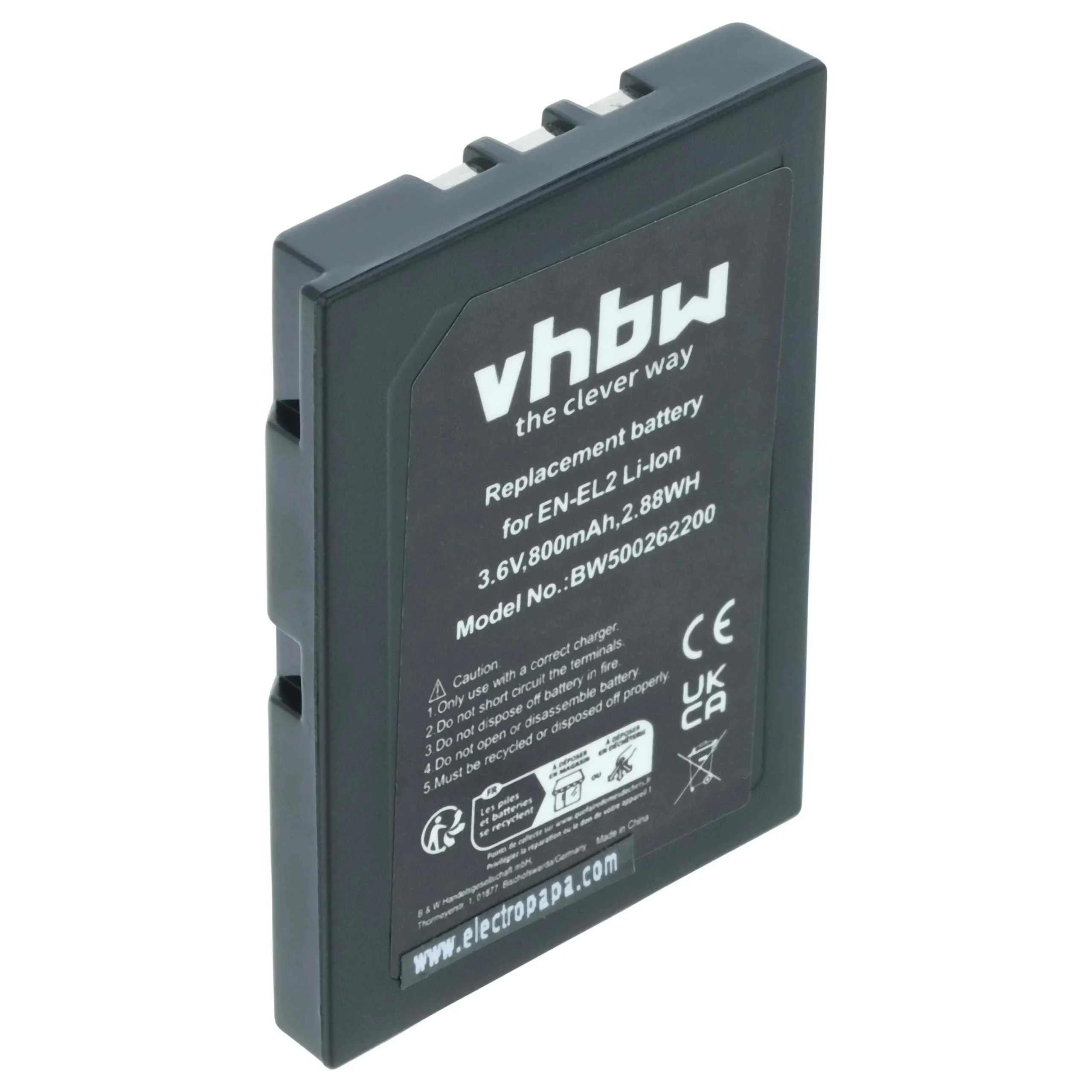 Batterie remplace Nikon EN-EL2 pour appareil photo Nikon- 800mAh 3,6V Li-ion