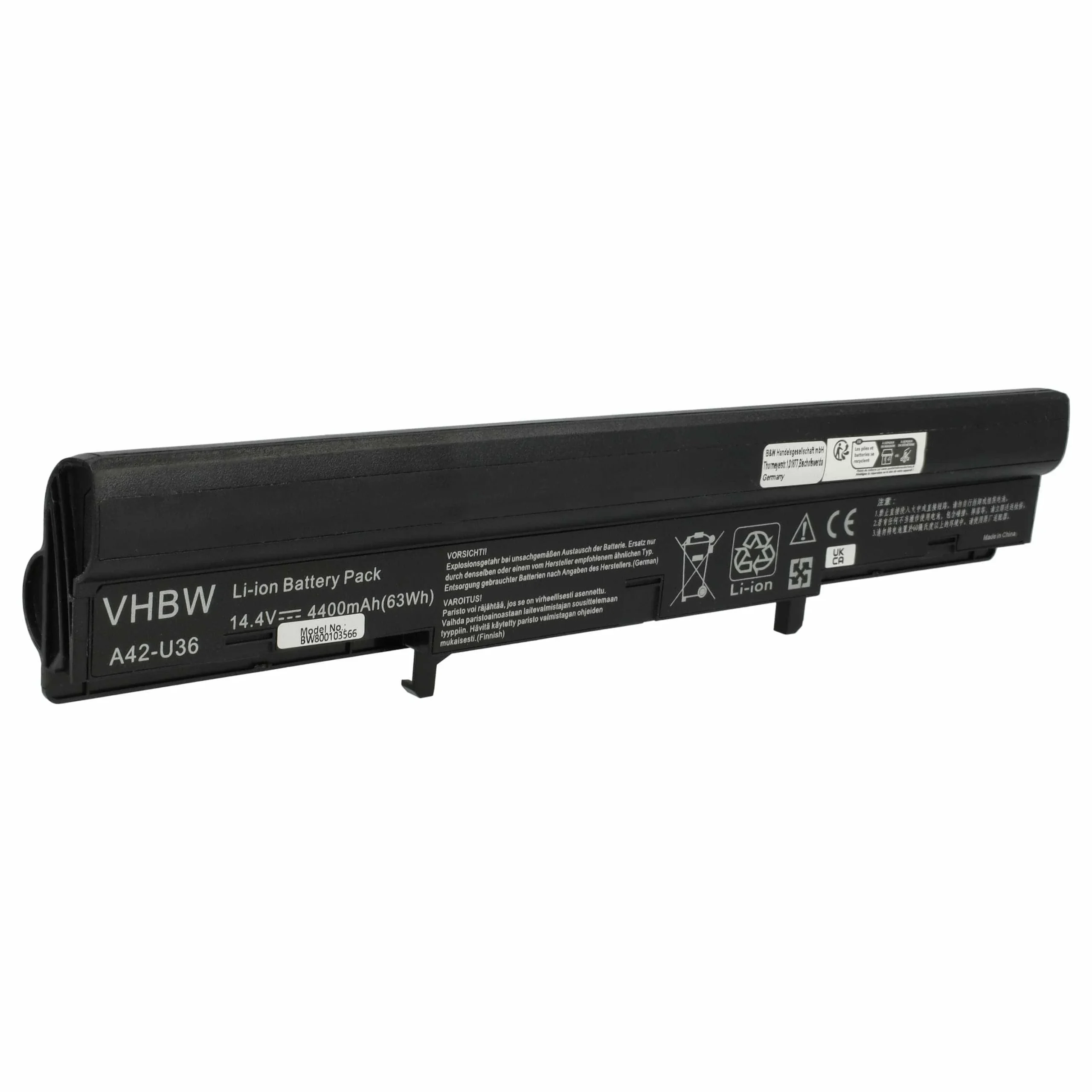 Batterie remplace Asus 4INR18/65-2, 4INR18/65 pour ordinateur portable Asus- 4400mAh 14,8V Li-ion, noir