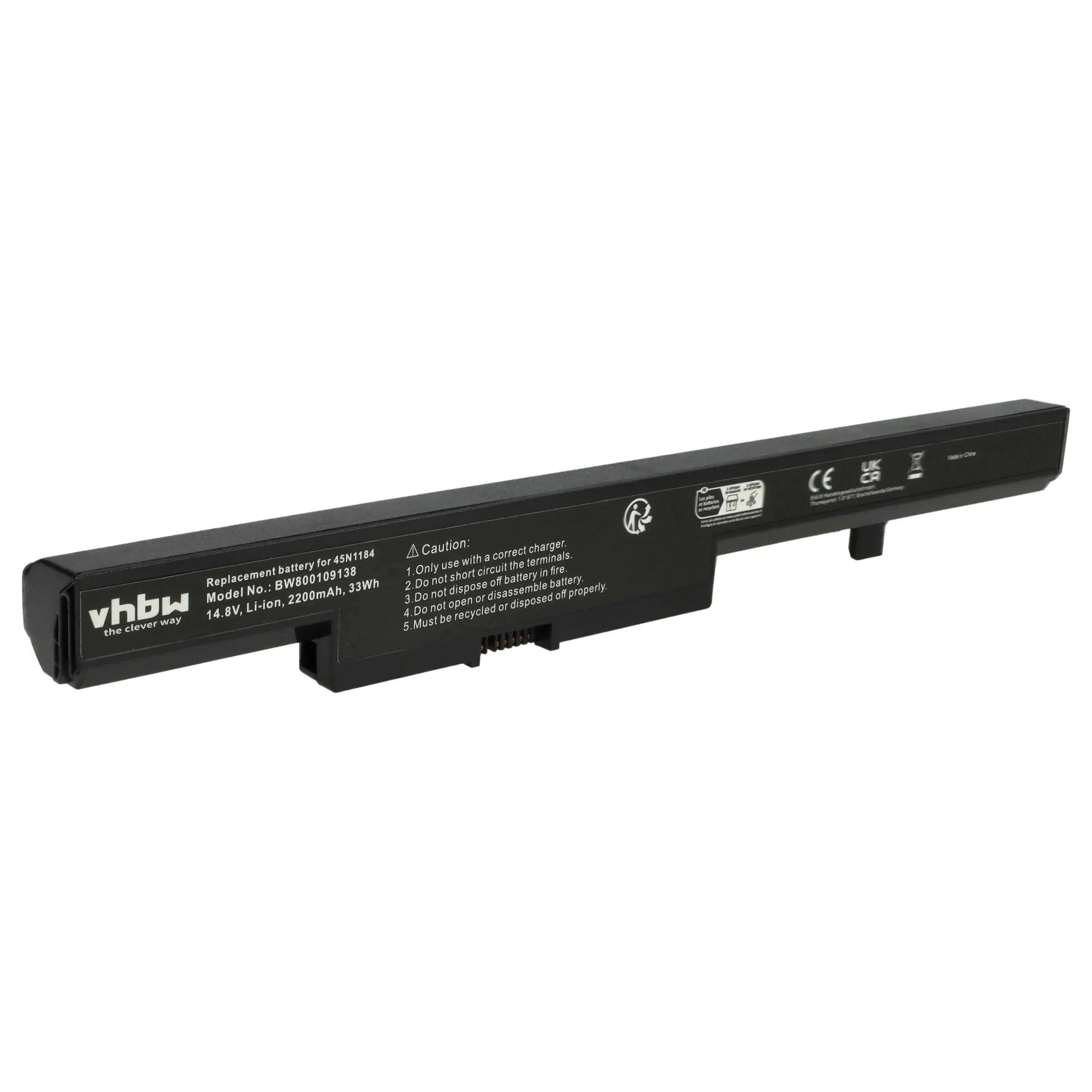 Batterie remplace Lenovo 45N1182, 45N1184, 45N1183 pour ordinateur portable Lenovo- 2200mAh 14,8V Li-ion, noir