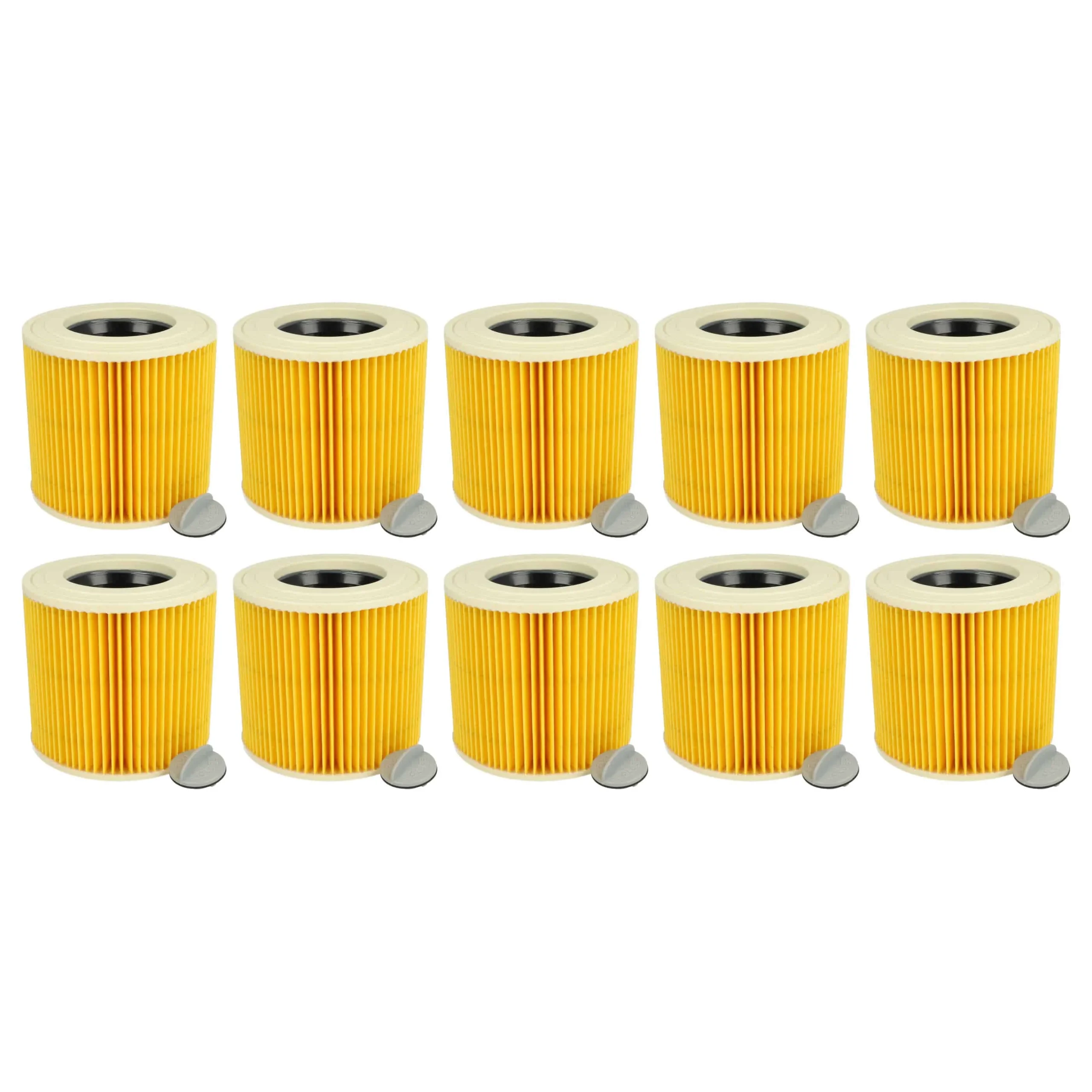 10x Filtre remplace Kärcher 6.414-789.0, 6.414-789 pour aspirateur TackLife - Cartouche Filtre, jaune / marron