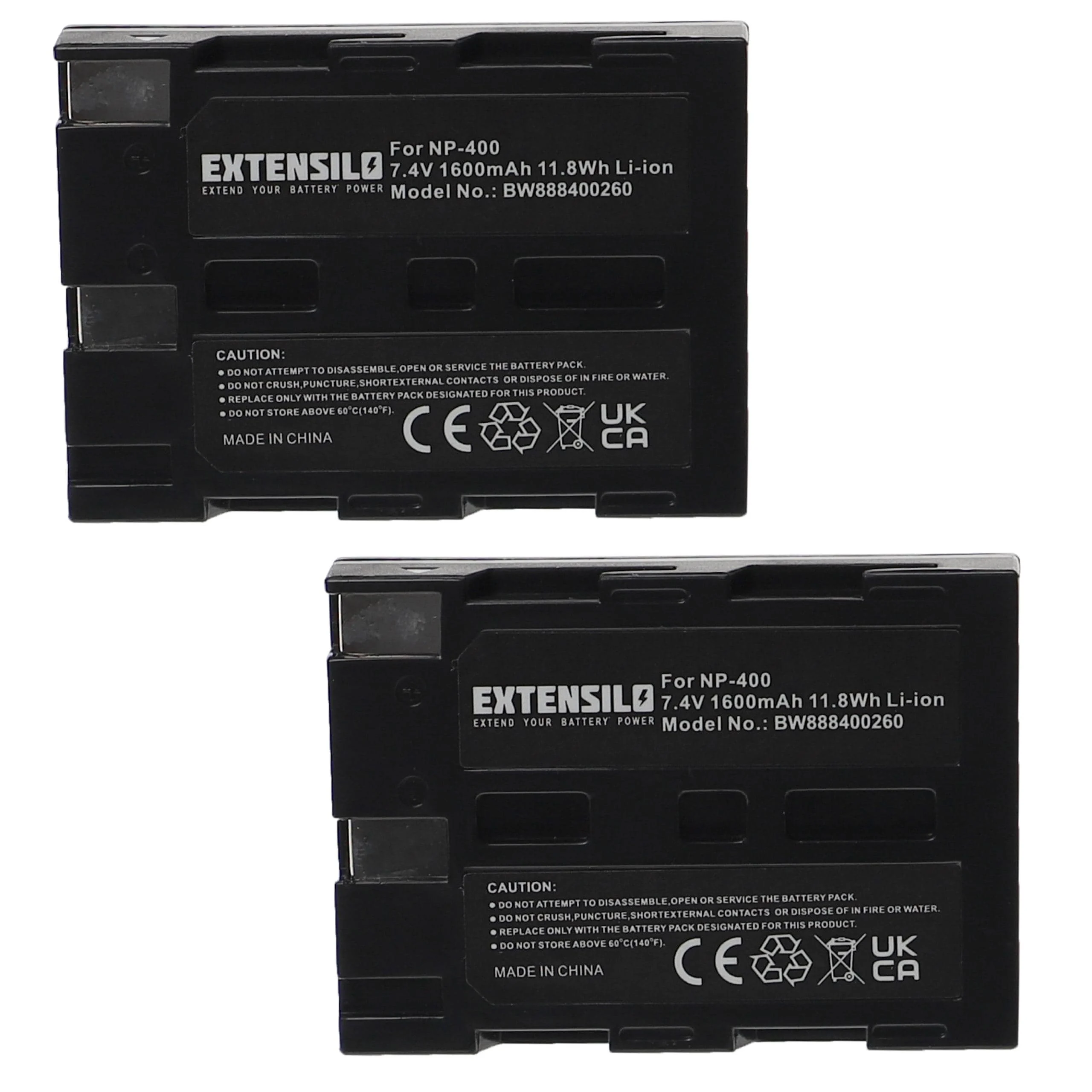 2x Batteries remplace Minolta NP-400 pour appareil photo Pentax- 1600mAh 7,4V Li-ion