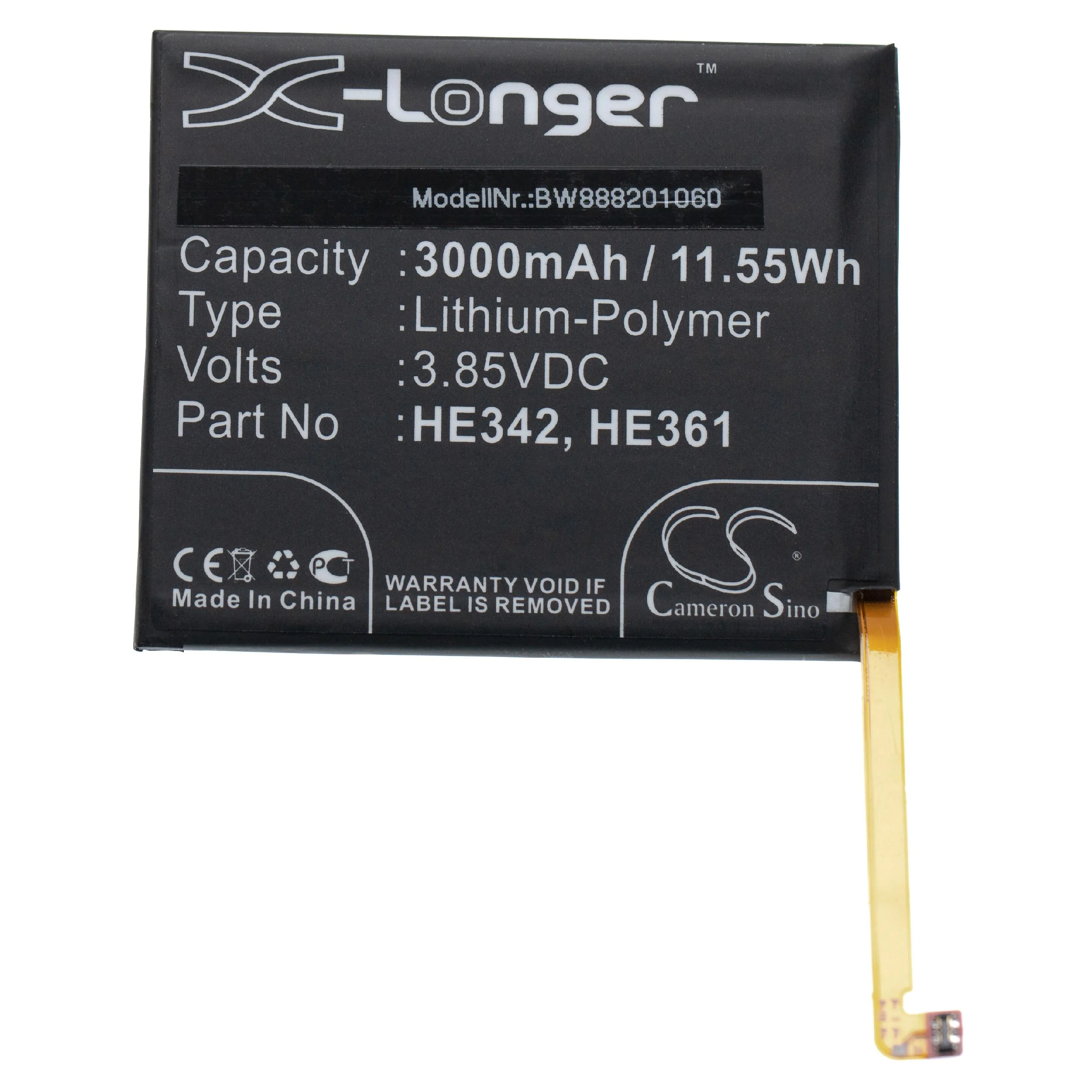 Batterie remplace Nokia HE342, HE361 téléphone portable Casper - 3000mAh 3,85V Li-polymère