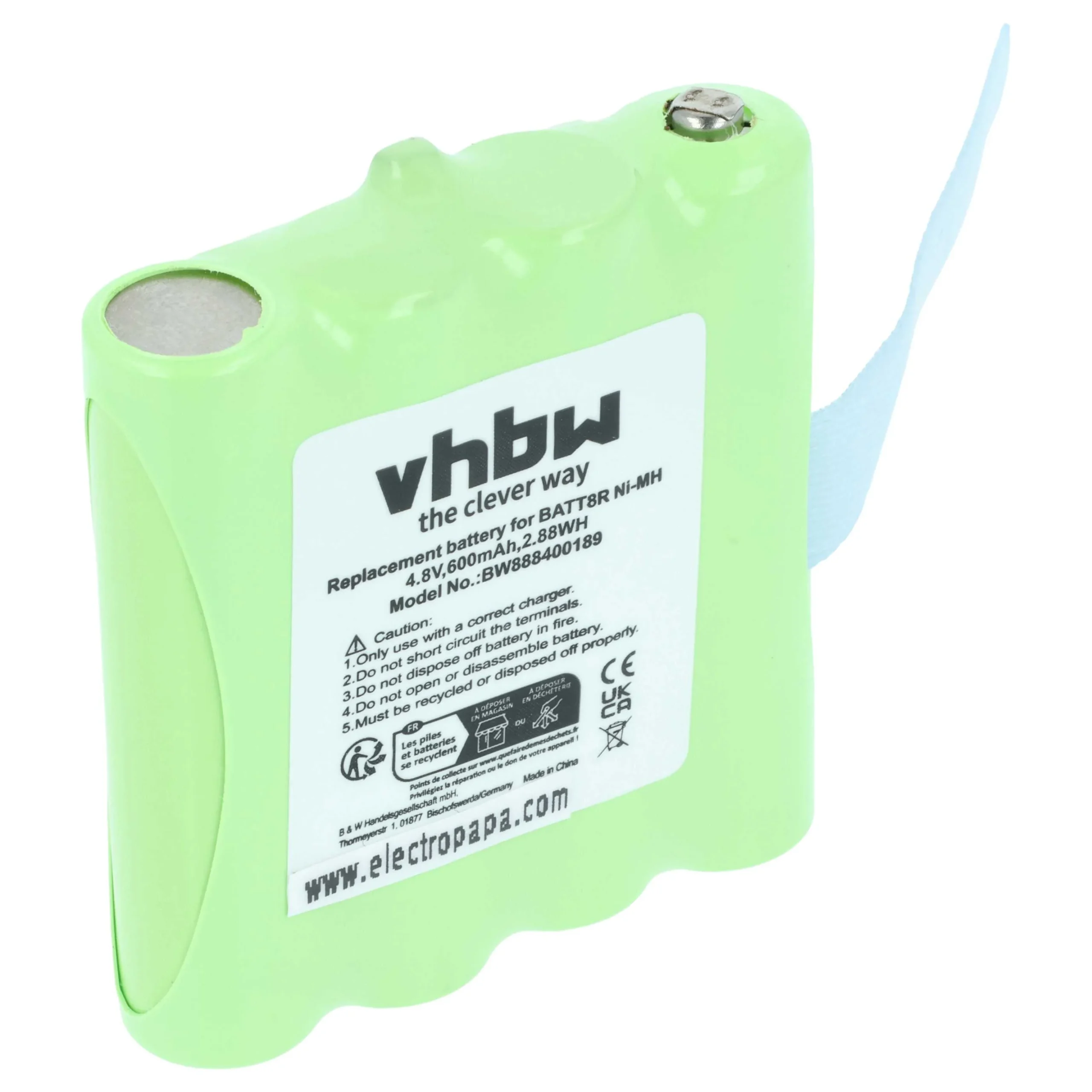 Batterie remplace BATT8R, KEBT072A, KEBT-072-A pour radio talkie-walkie Midland- 600mAh 4,8V NiMH