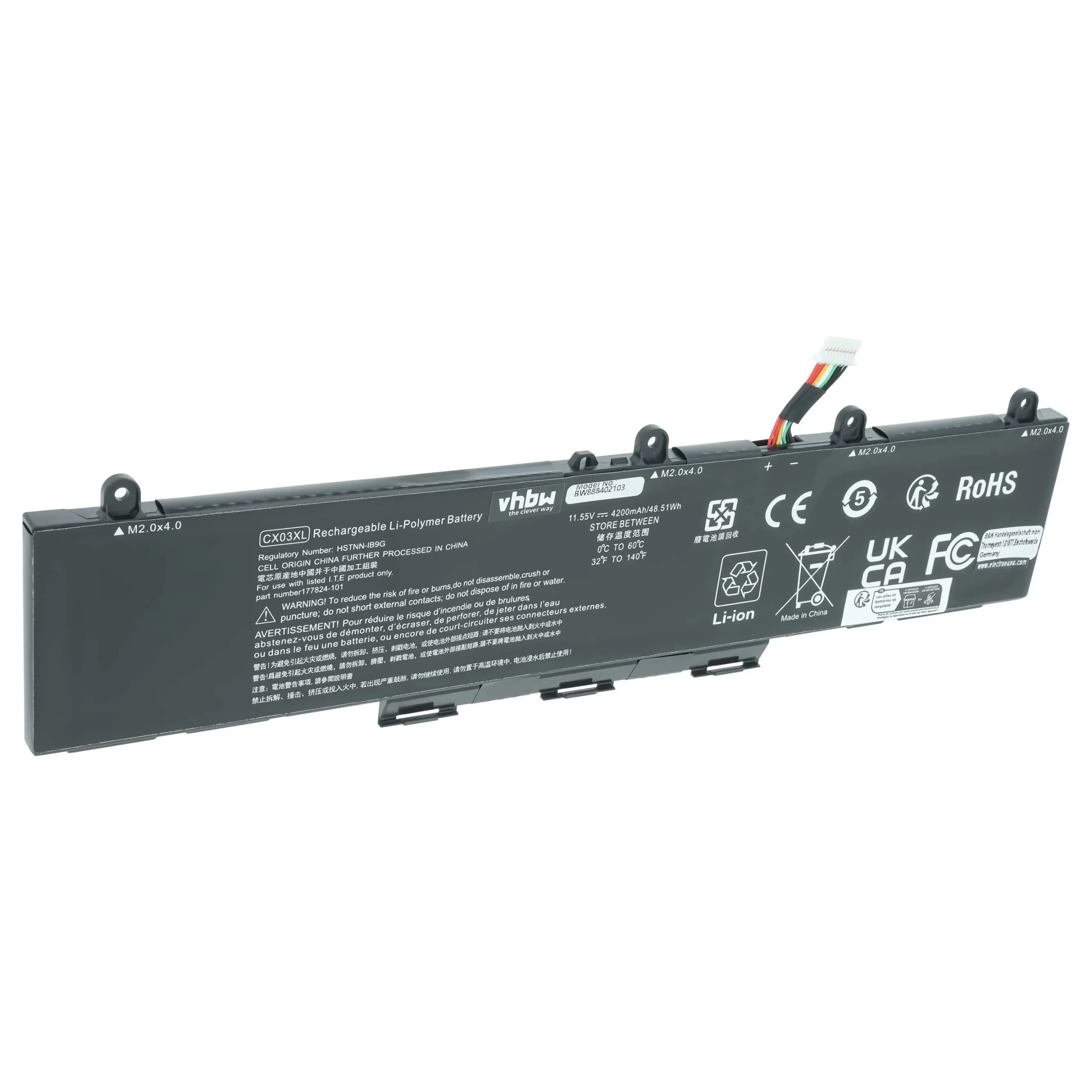 Batterie remplace HP CX03053XL, HSTNN-LB8R, CX03XL pour ordinateur portable HP- 4200mAh 11,55V Li-polymère