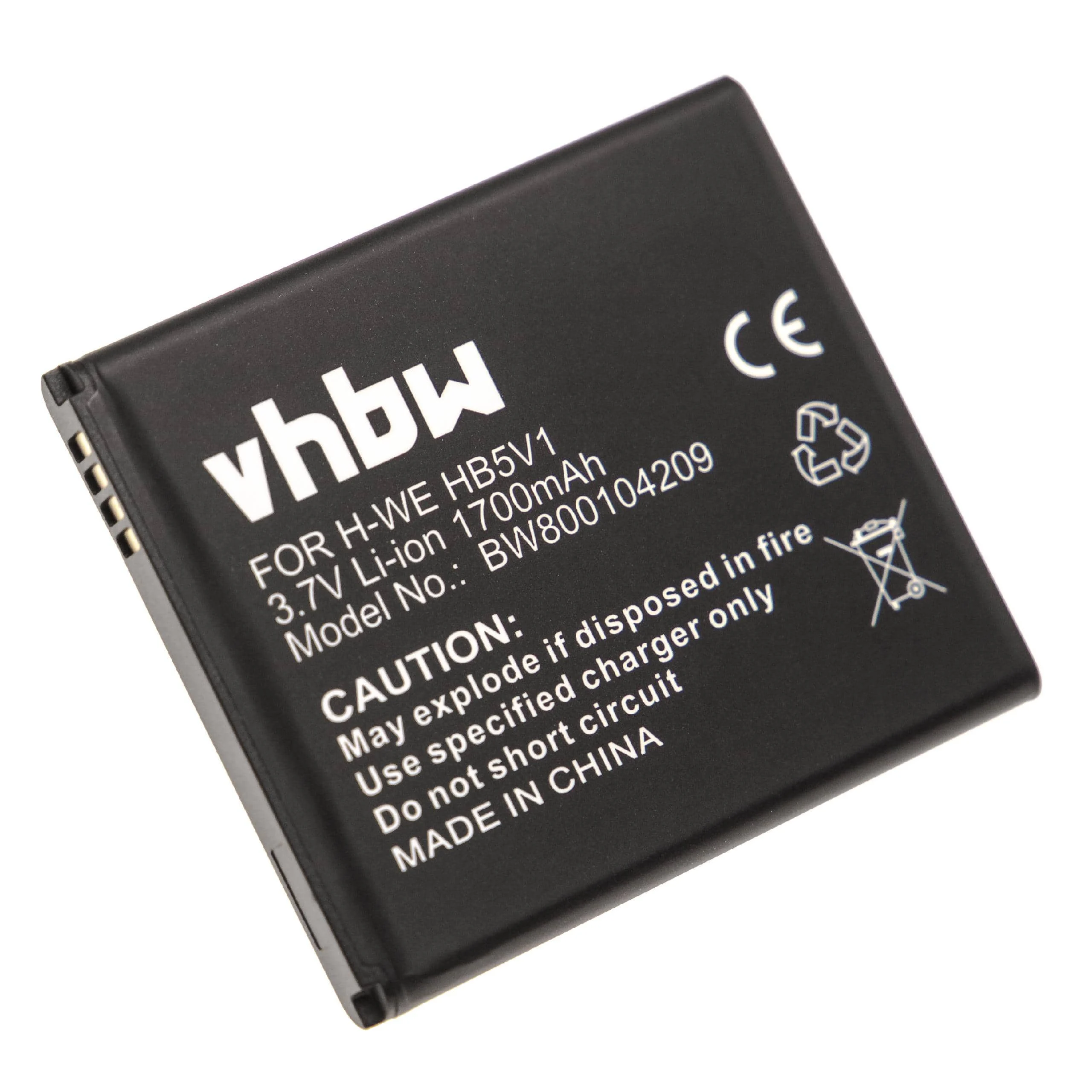 Batterie remplace Huawei HB5V1H, HB5V1, HB5V1HV téléphone portable Huawei - 1700mAh 3,7V Li-ion