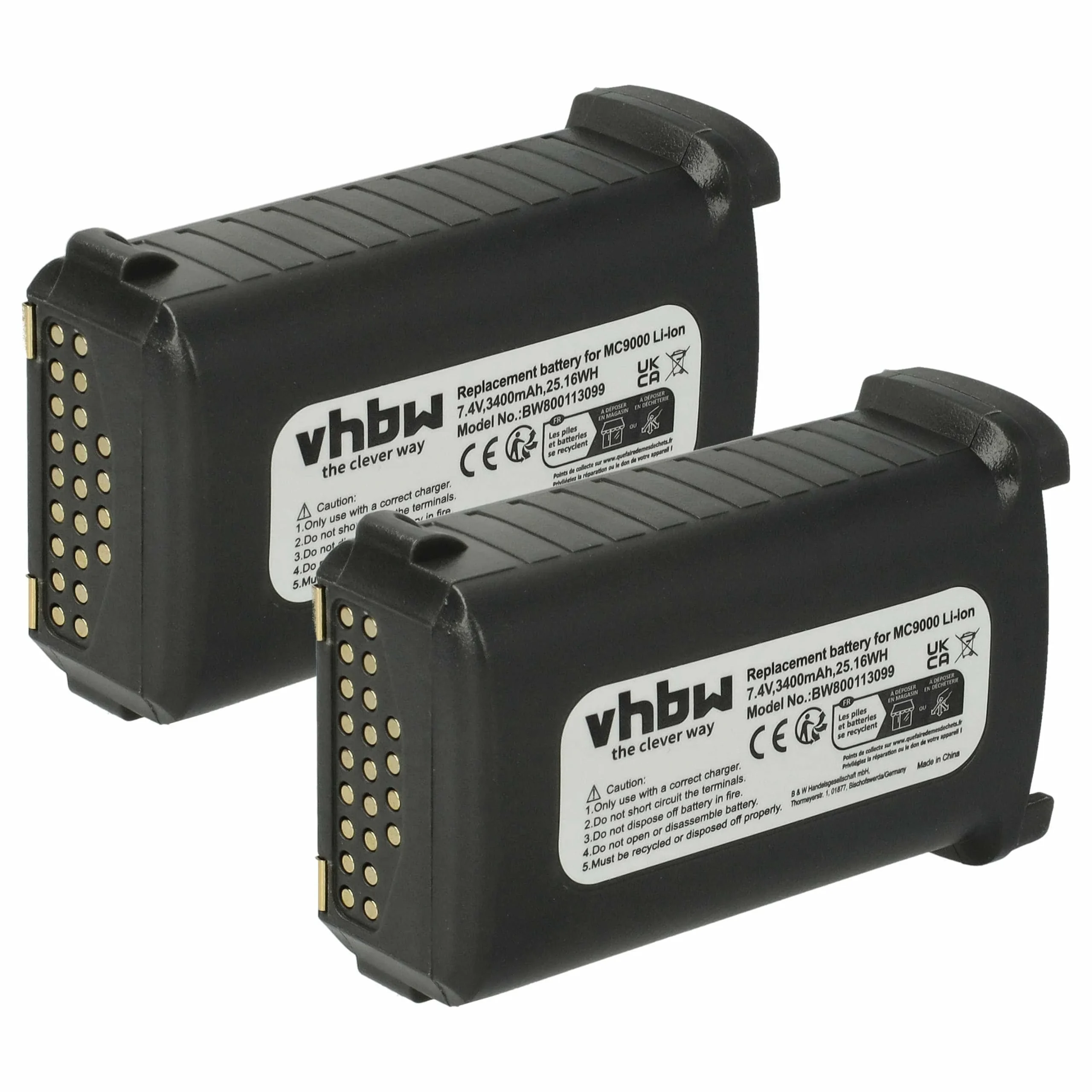 2x Batteries remplace Symbol 21-61261-01, 21-65587-01 pour ordinateur de poche Symbol - 3400mAh 7,4V Li-ion