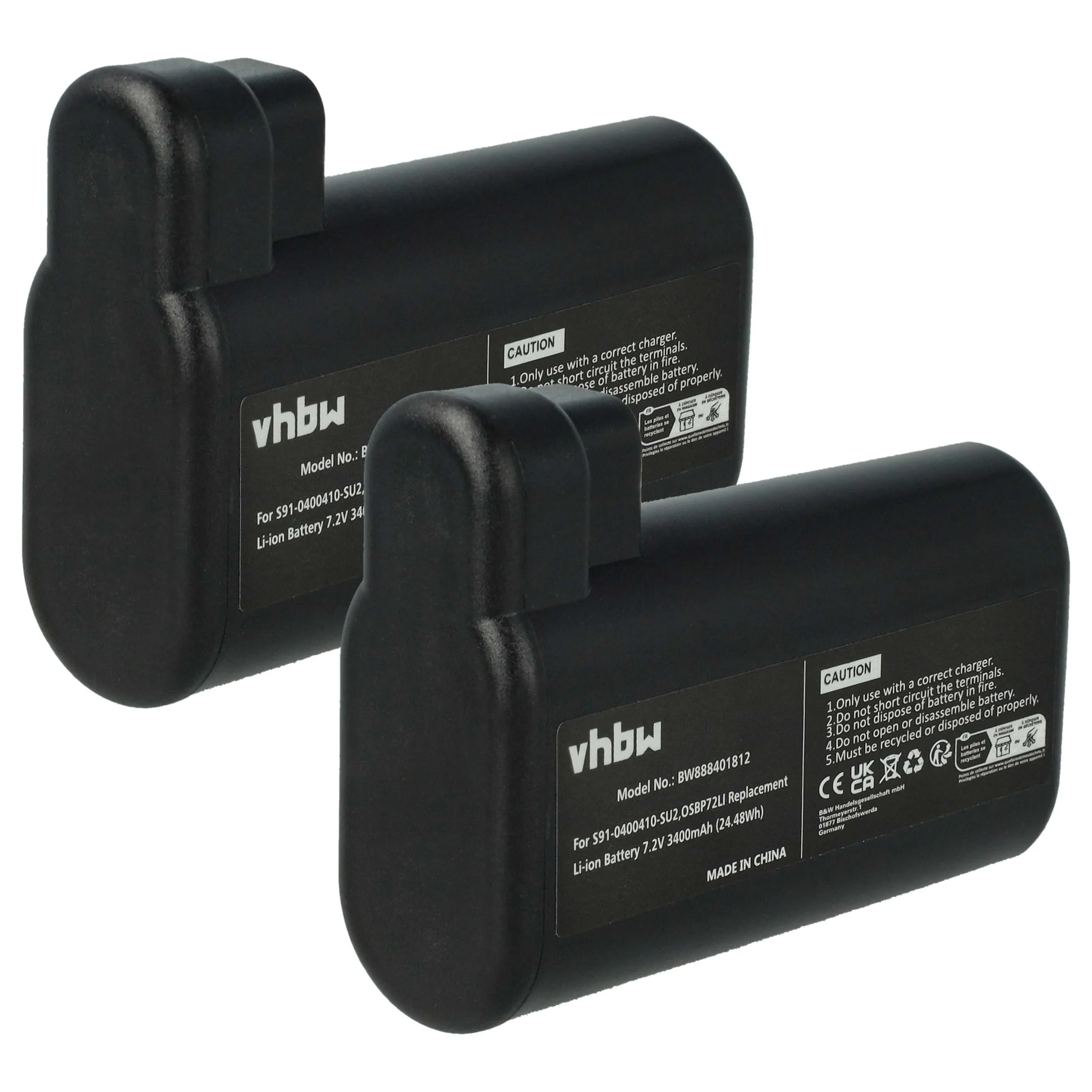 2x Batteries remplace AEG S91-0400410-SU2, OSBP72LI pour robot aspirateur Electrolux - 3400mAh 7,2V Li-ion