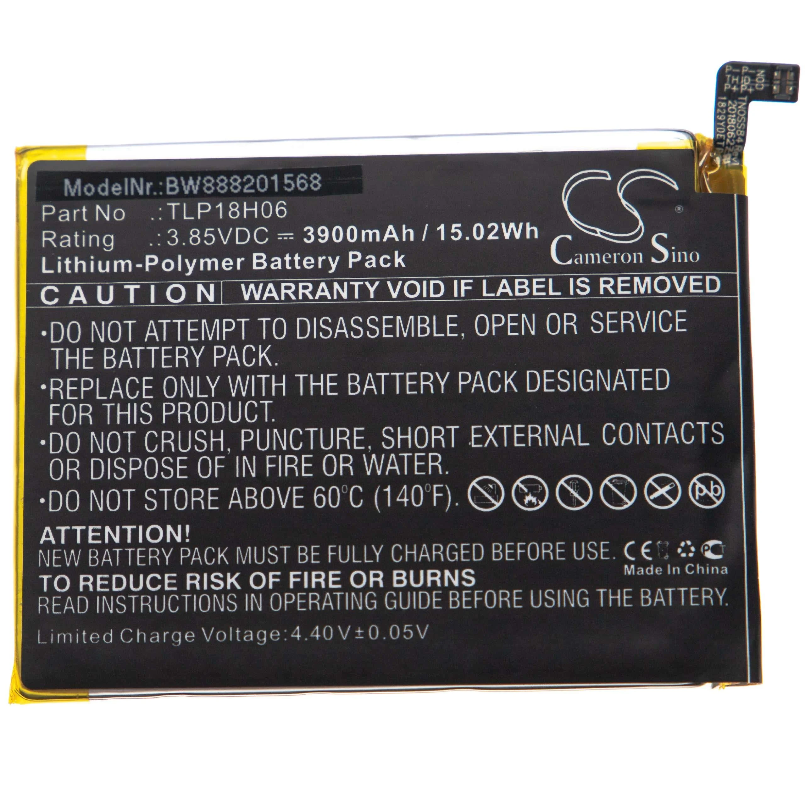 Batterie remplace Wiko TLP18H06 téléphone portable Wiko - 3900mAh 3,85V Li-polymère