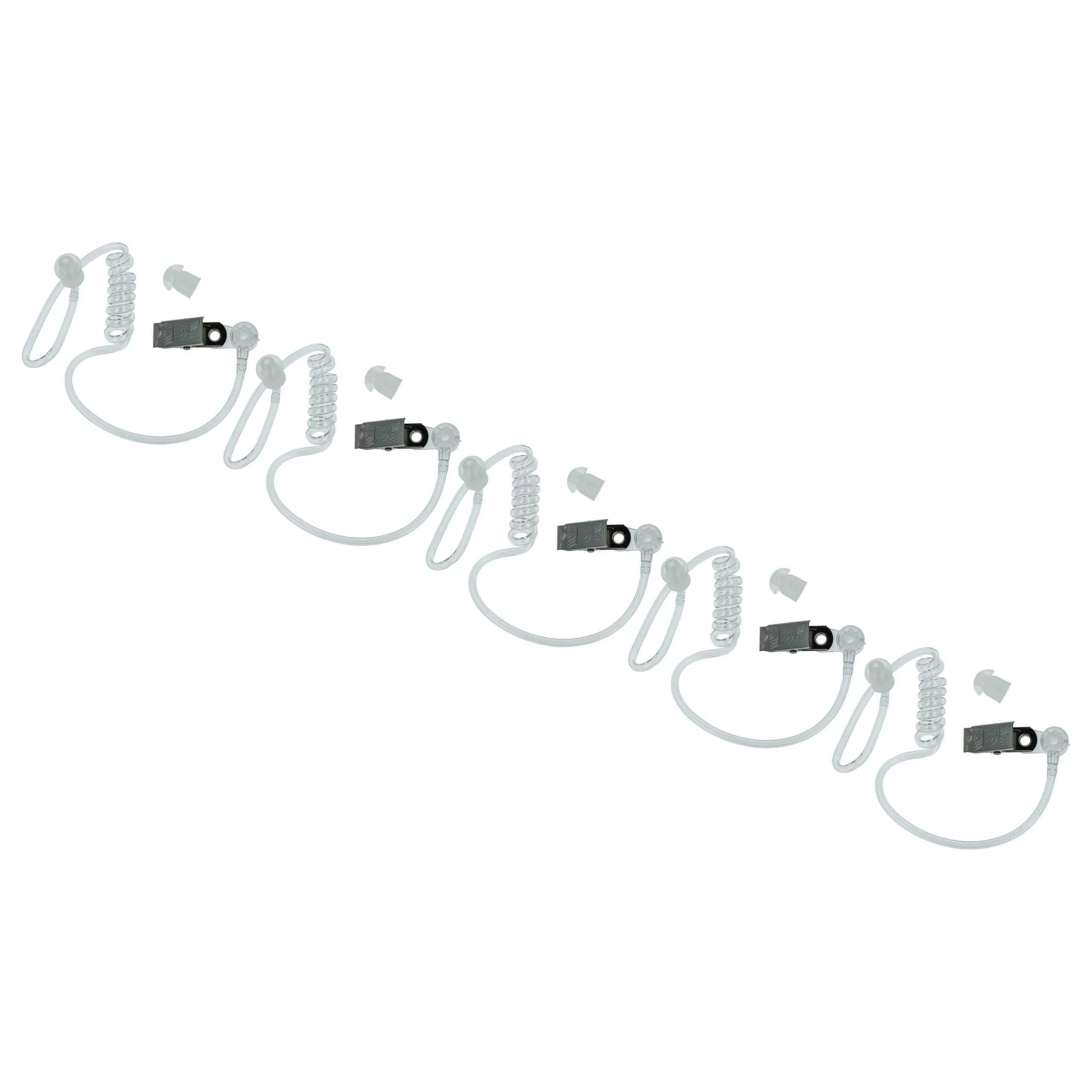5x Tube acoustique pour écouteurs Motorola FTN6707 - avec embout, adaptateur + clip, transparent, blanc