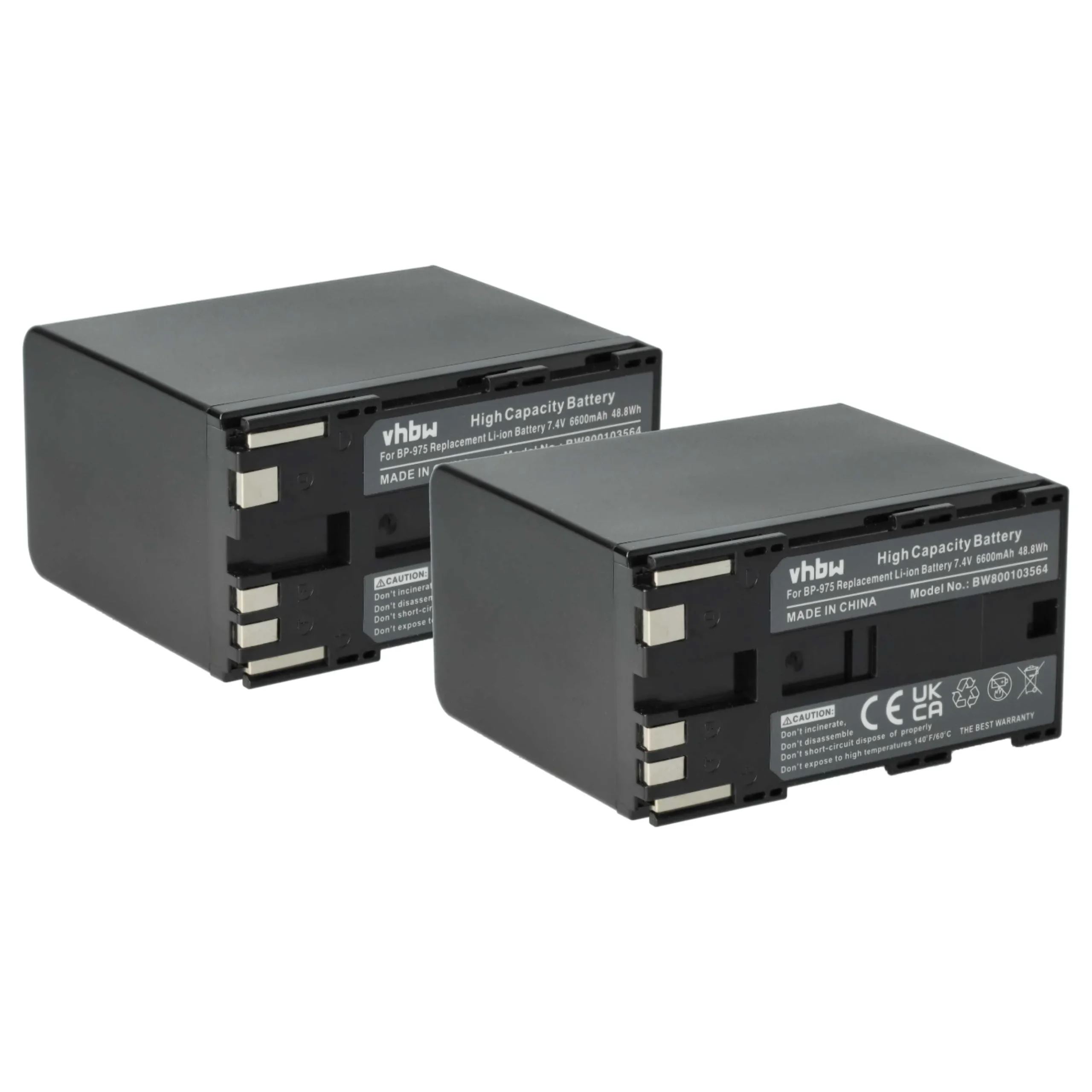 2x Batteries remplace Canon BP-975 pour caméscope Canon- 6600mAh 7,4V Li-ion