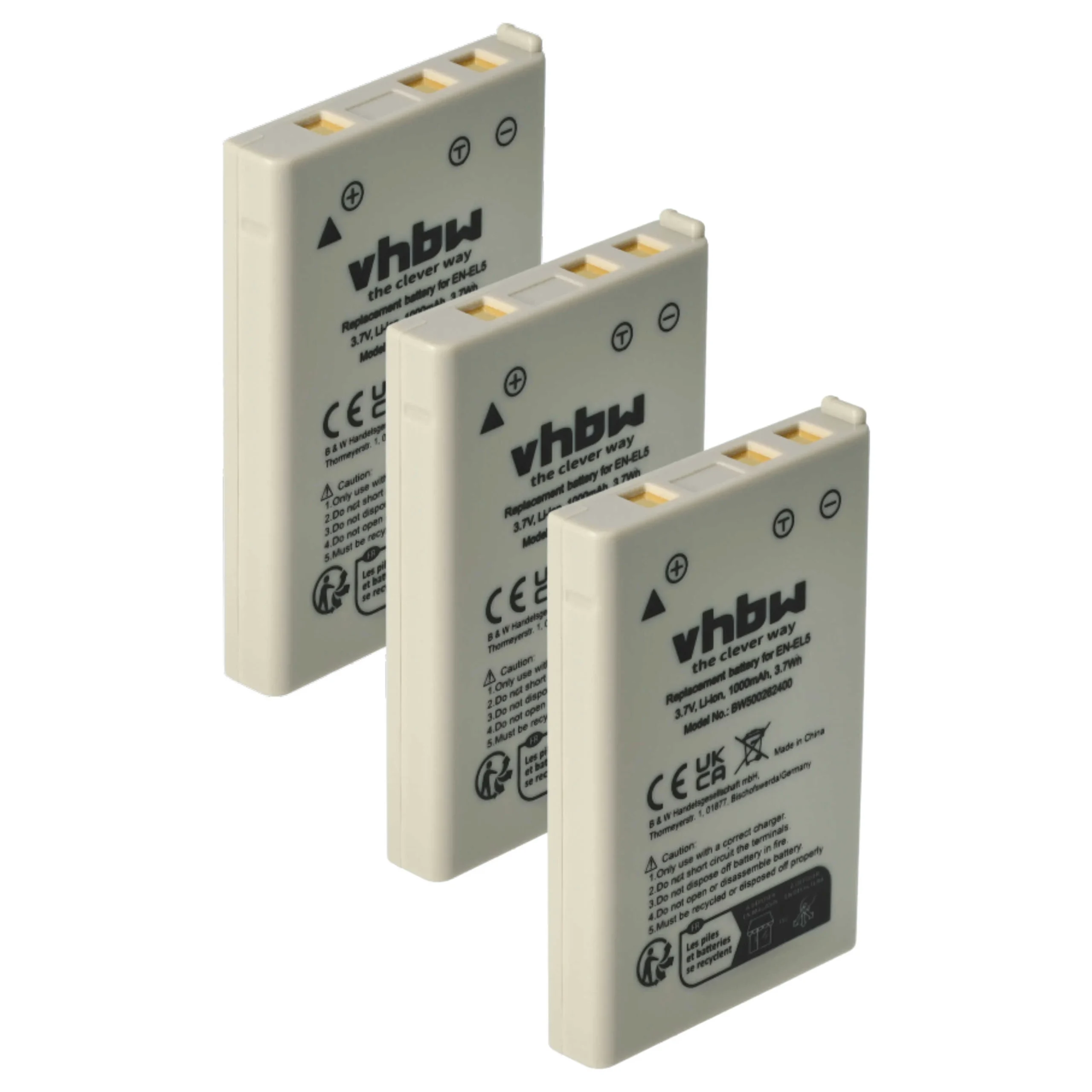 3x Batteries remplace Nikon EN-EL5 pour appareil photo Nikon- 1000mAh 3,6V Li-ion