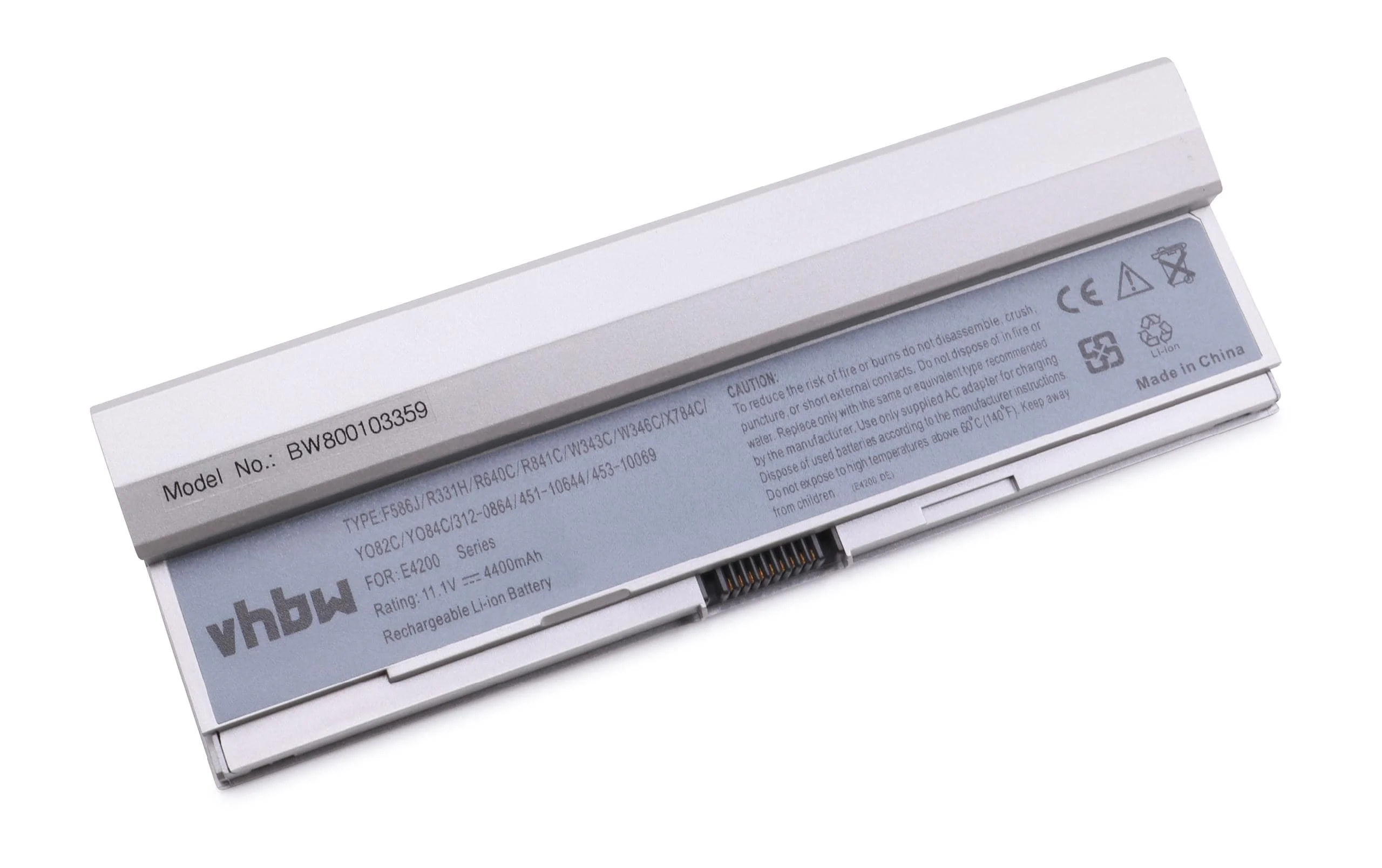 Batterie remplace Dell 451-10644, 312-0864 pour ordinateur portable Dell- 4400mAh 11,1V Li-ion, gris argenté