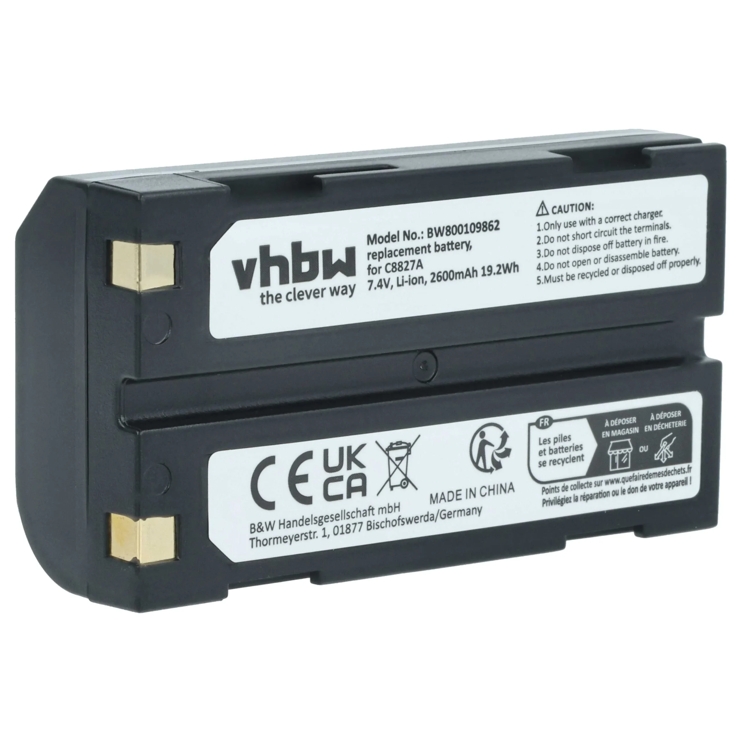 Batterie remplace CHC 1906110059 pour appareil photo Telxon- 2600mAh 7,4V Li-ion