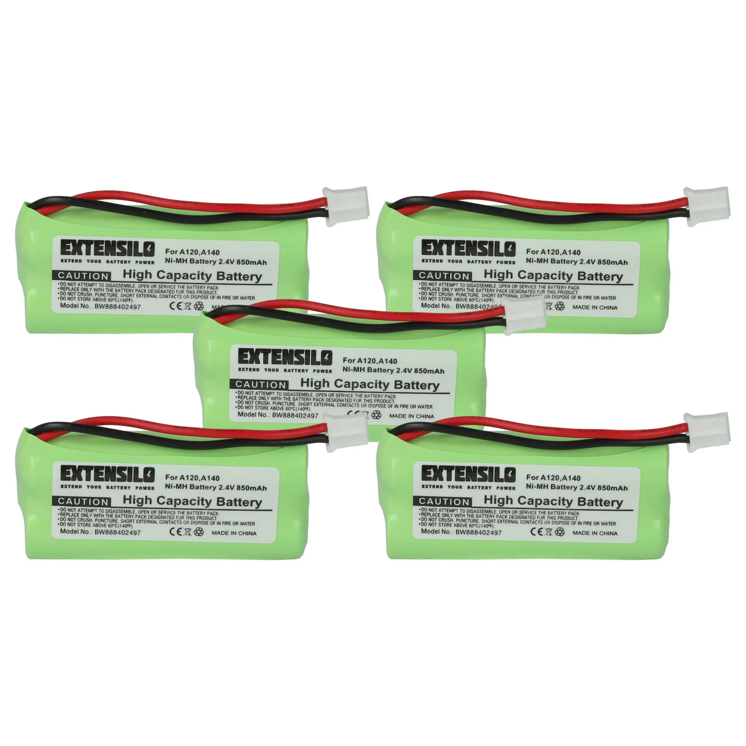 5x Batteries remplace 55AAAHR2BMX, 220436C1, 41AAAH2BMX, 220382C1 pour téléphone T-Com - 850mAh 2,4V NiMH