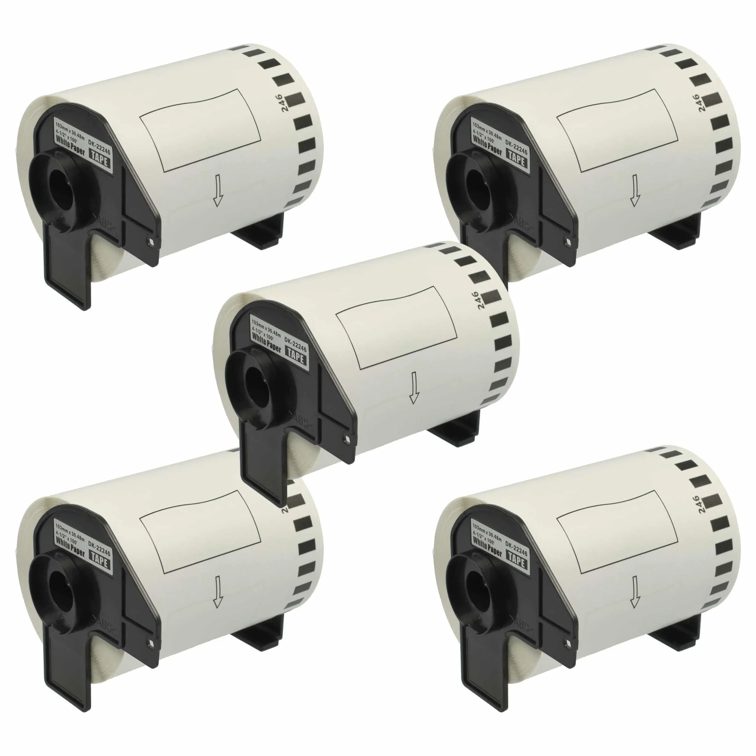 5x Étiquette remplacent Brother DK-22246 pour imprimante étiqueteuse - autocollantes 103mm x 30,48m + support