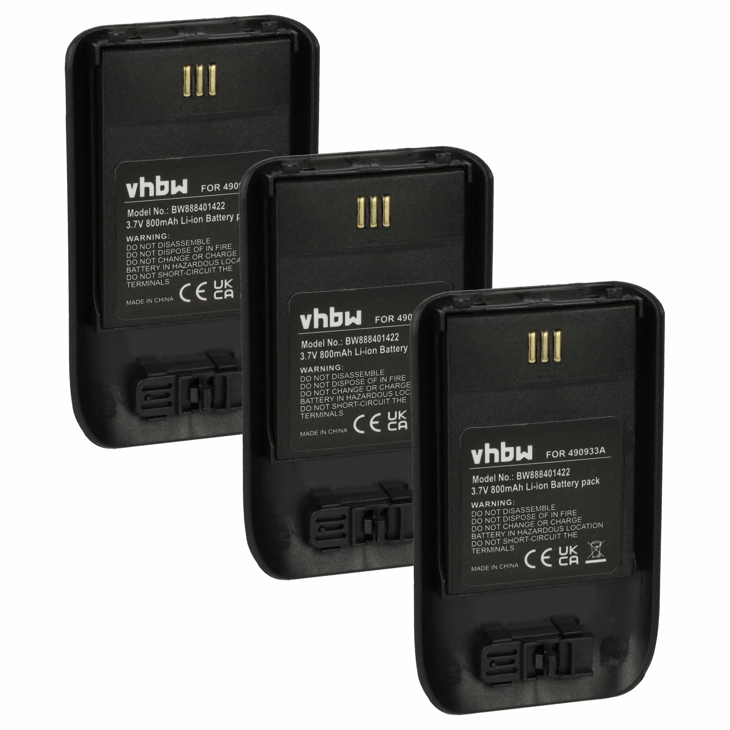 3x Batteries remplace Ascom 490933A, 660497 pour téléphone Innovaphone - 800mAh 3,7V Li-ion