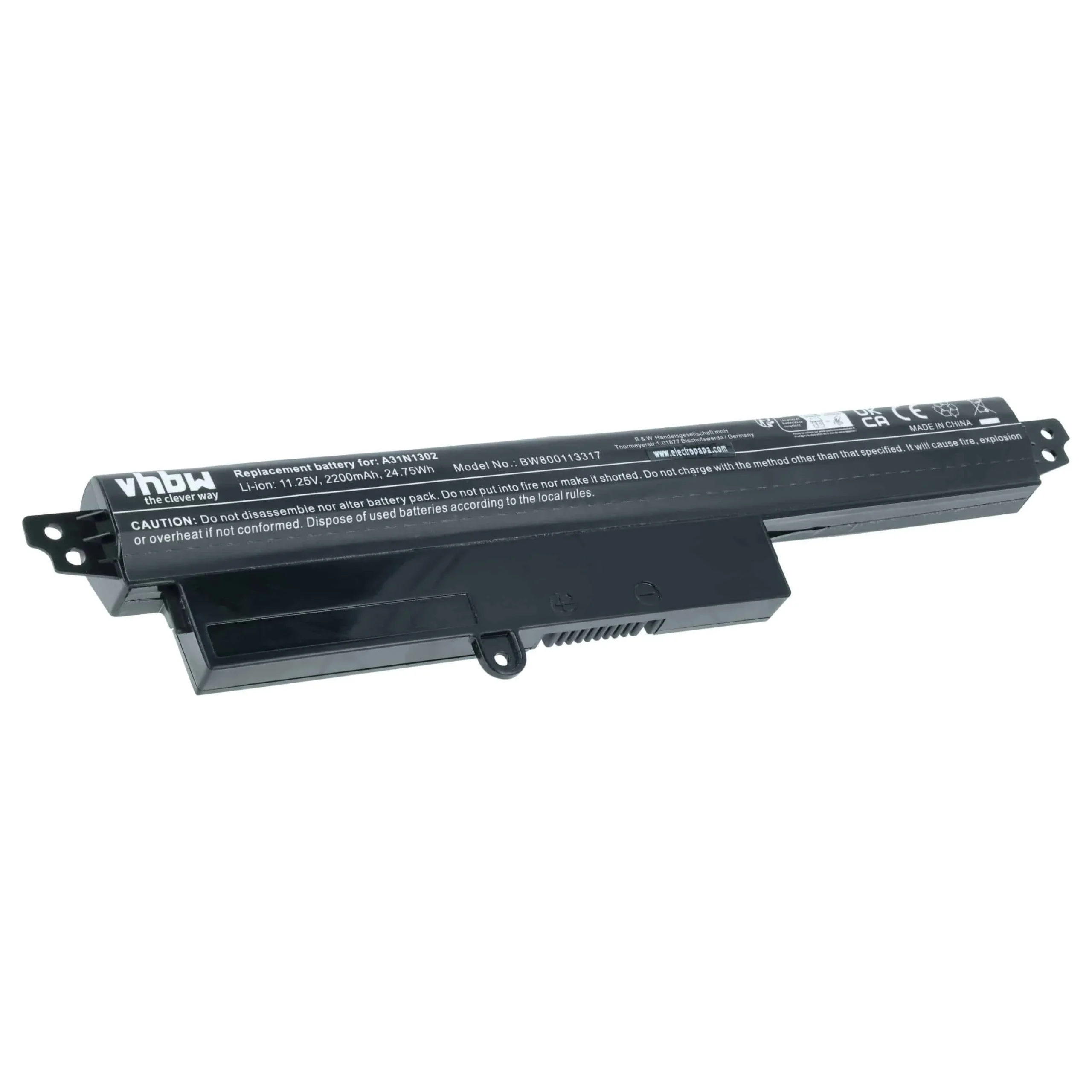Batterie remplace Asus 1566-6868, 0B110-00240100E pour ordinateur portable Asus- 2200mAh 11,25V Li-ion, noir