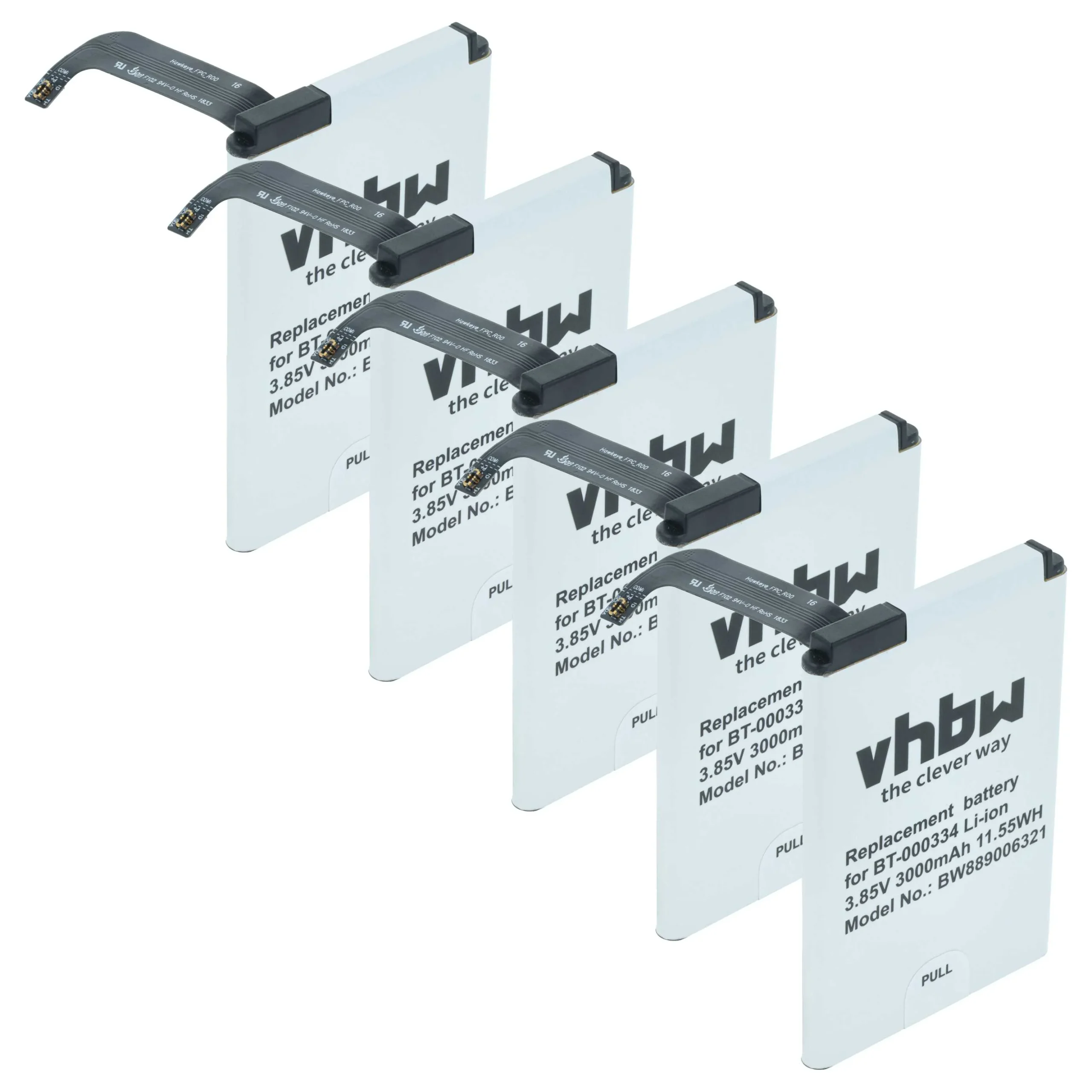 5x Batteries remplace Zebra 03MAY18, BT-000334, BT-000334-1 pour scanner de code-barre Zebra - 3000mAh 3,85V