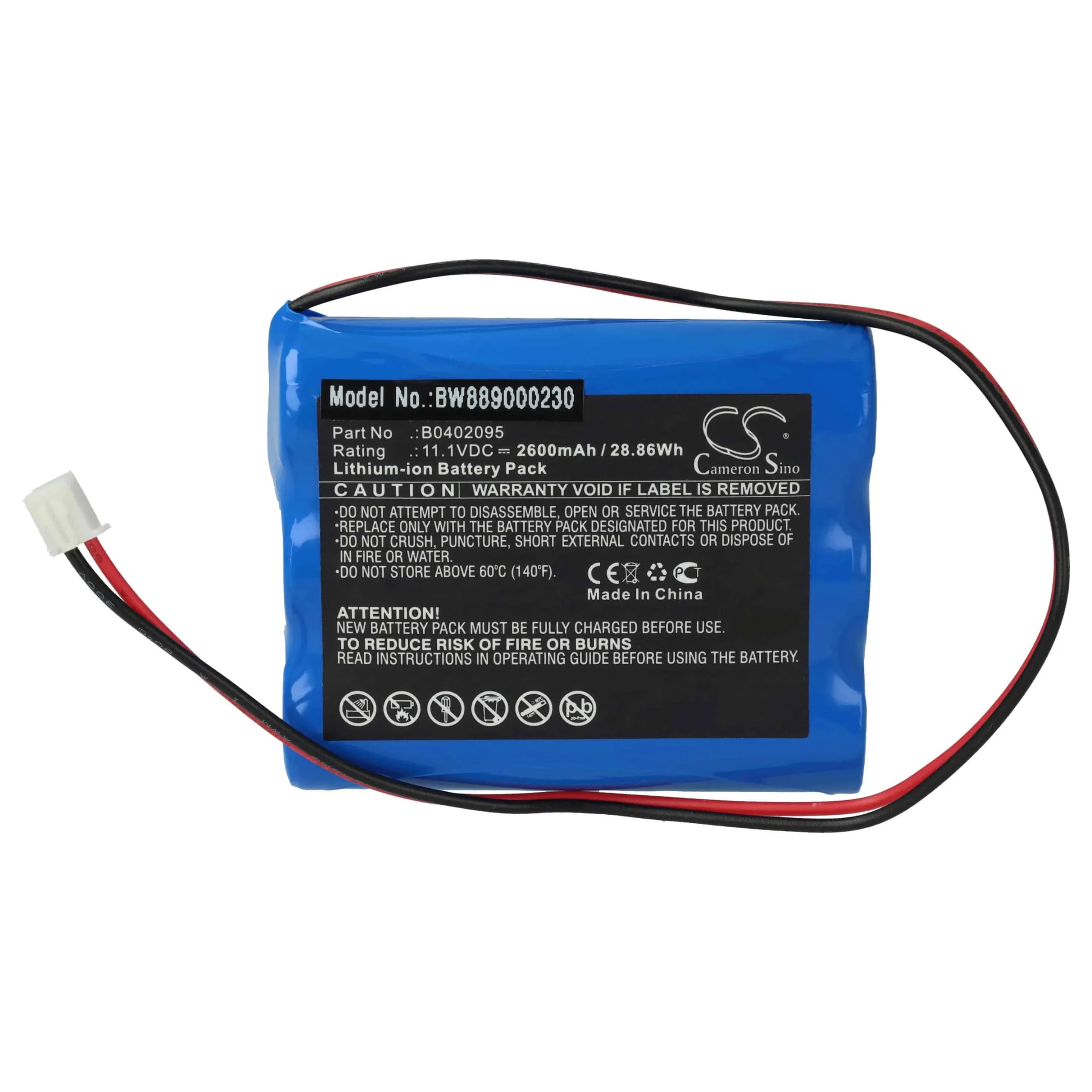 Batterie remplace Medsonic B0402095 pour appareil médical Medsonic - 2600mAh 11,1V Li-ion
