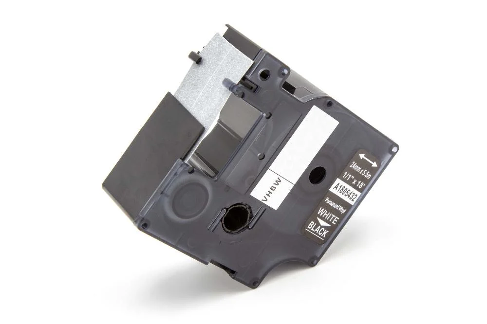 Cassette à ruban remplace Dymo 1805432 - 24mm lettrage Blanc ruban Noir, vinyle, plastique