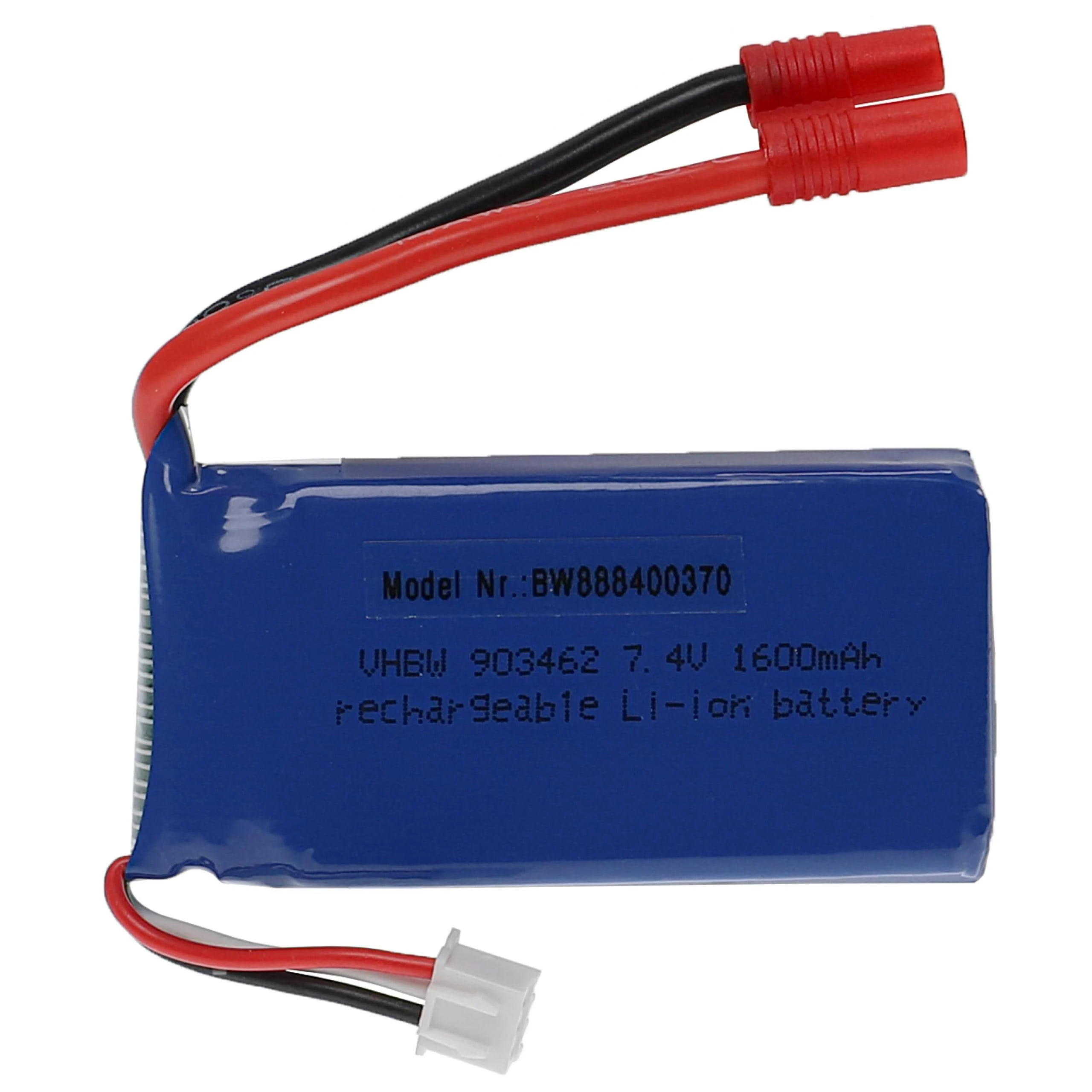 Batterie modèle radio-télécommandé - 1600mAh 7,4V Li-polymère, connecteur banane 3,5 mm