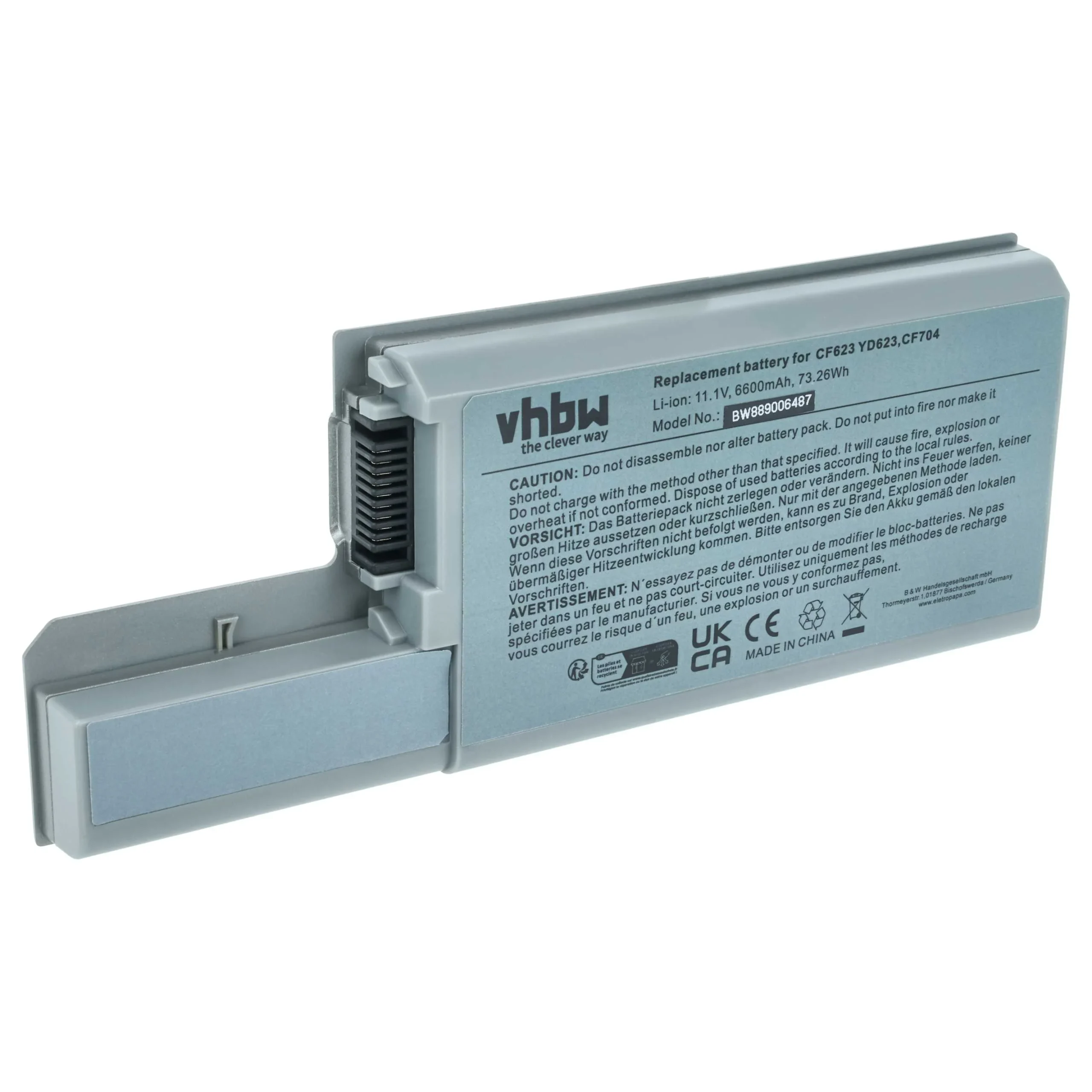 Batterie remplace Dell 312-0393, 312-0394, 312-0401 pour ordinateur portable Dell- 6600mAh 11,1V Li-ion