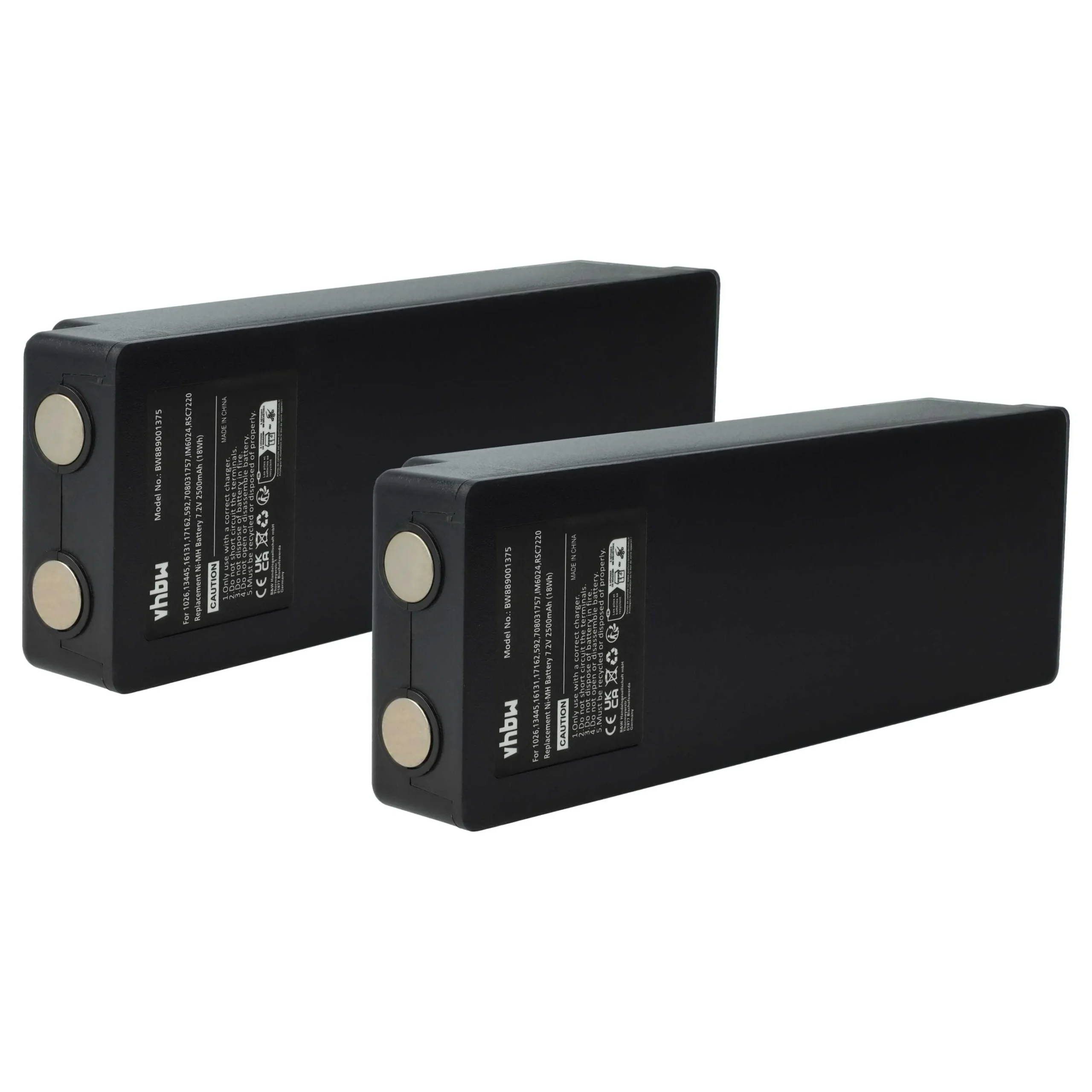Batterie (2 pièces) remplace Palfinger IM6024, 17162, 708031757, 16131, 1026, 13445 - 2500mAh 7,2V NiMH