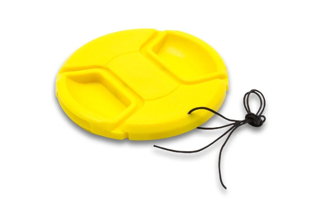 Bouchon d'objectif 82 mm - Prise centrée, plastique, jaune