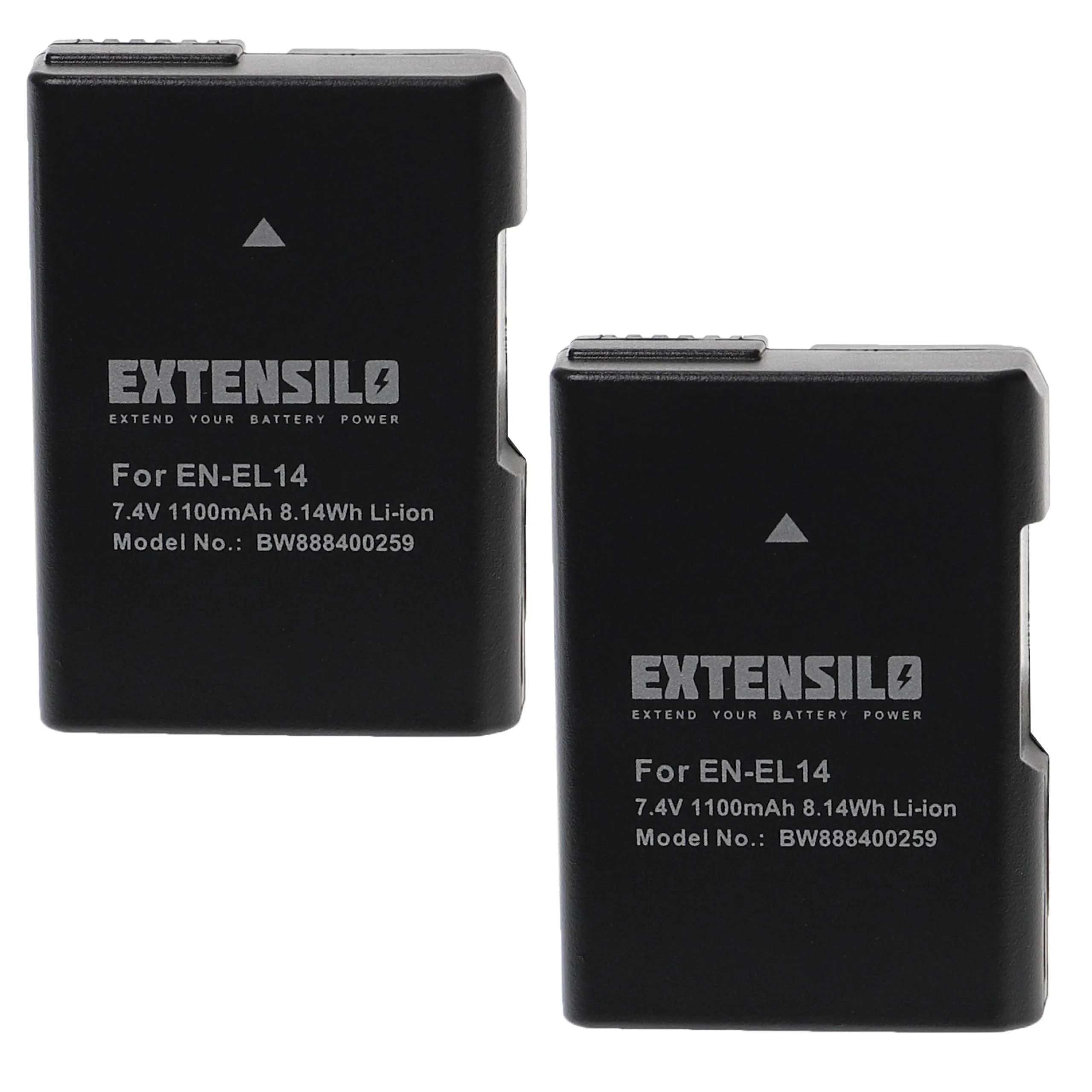 2x Batteries remplace Nikon EN-EL14 pour appareil photo Nikon- 1100mAh 7,4V Li-ion