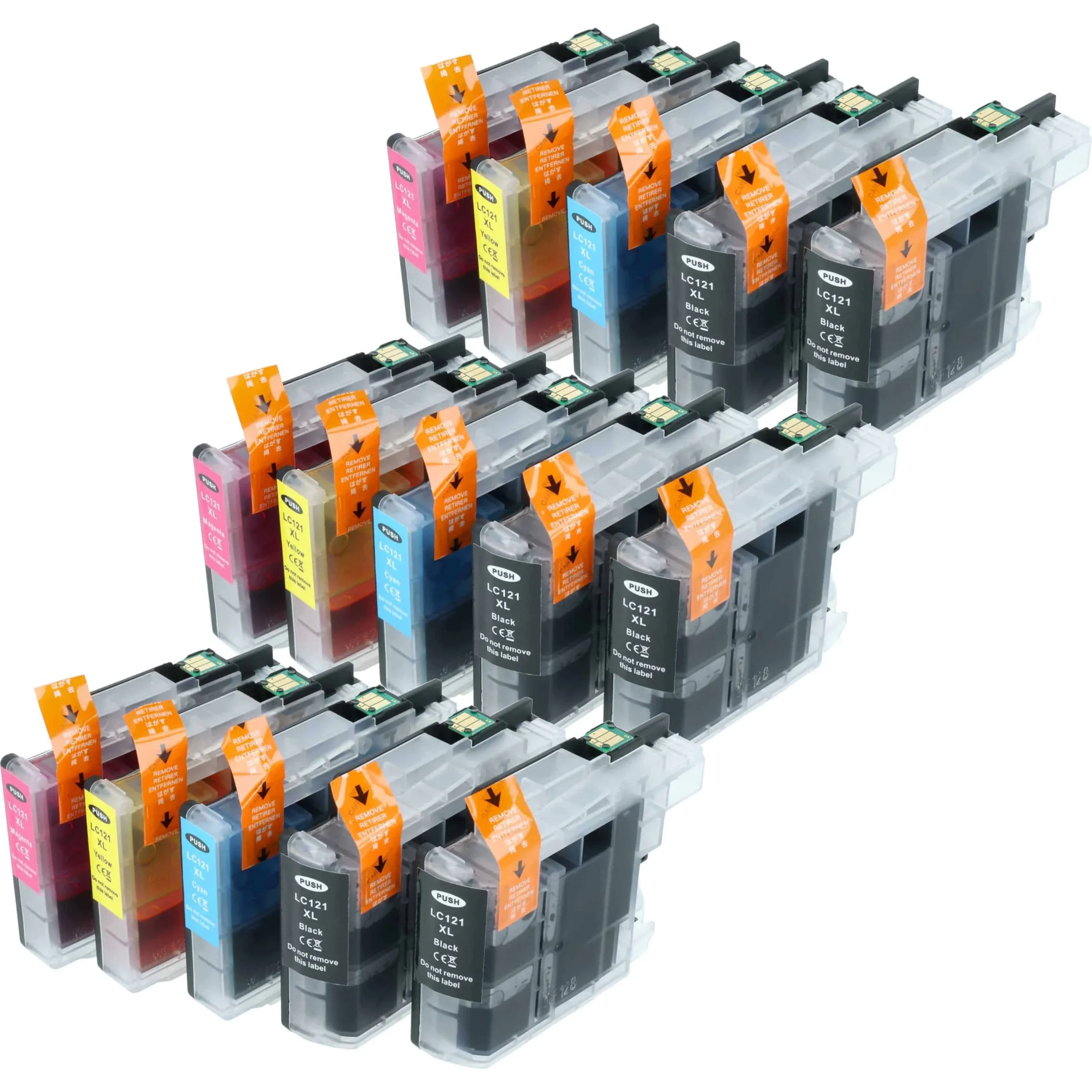 15x Cartouches remplace Brother LC121BK, LC121C, LC121, LC121M, LC121Y pour imprimante - multicouleurs