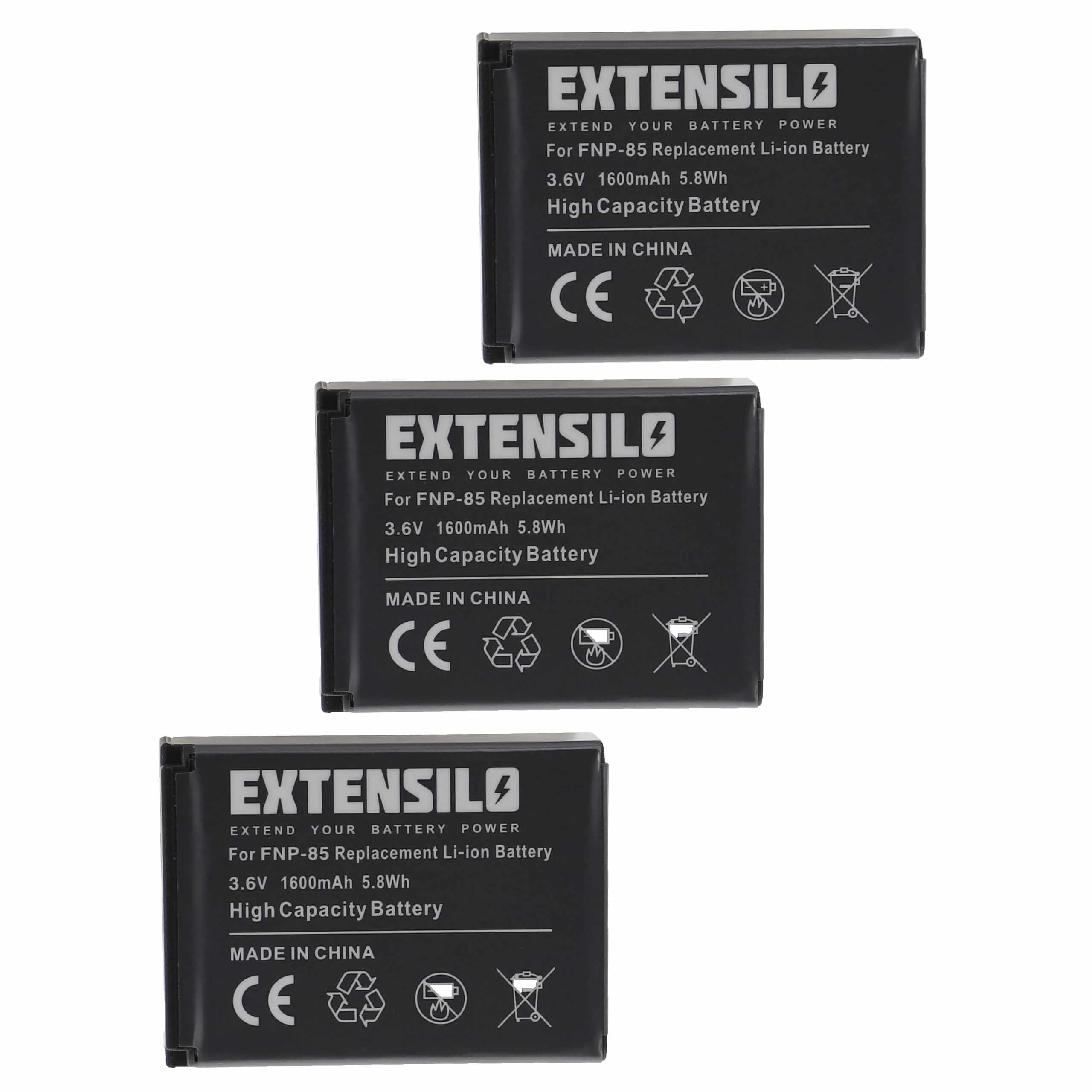 3x Batteries remplace Aiptek CB170, 084-07042L-062, CB-170 pour appareil photo Toshiba- 1600mAh 3,6V Li-ion