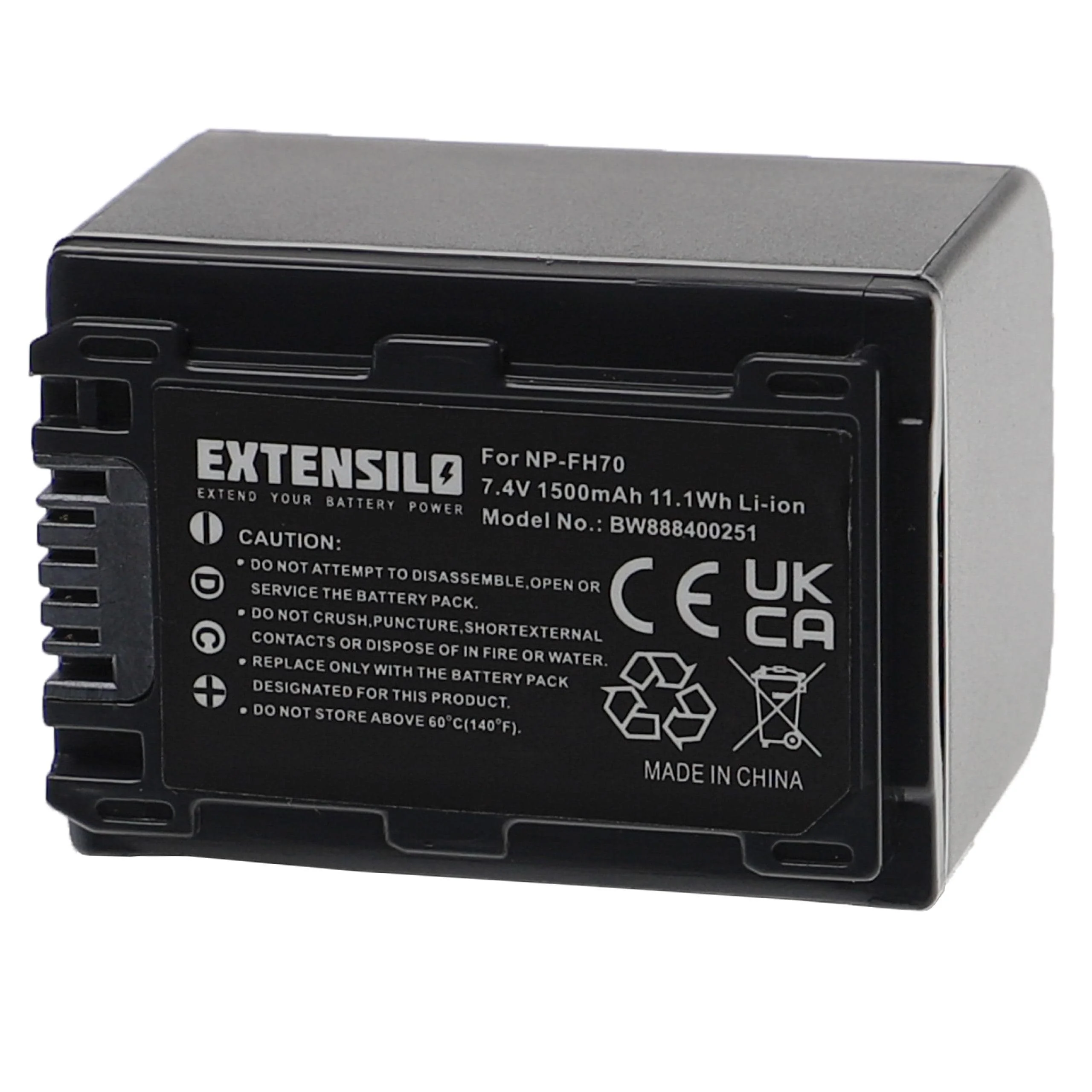 Batterie remplace Sony NP-FH70 pour appareil photo Sony- 1500mAh 7,4V Li-ion