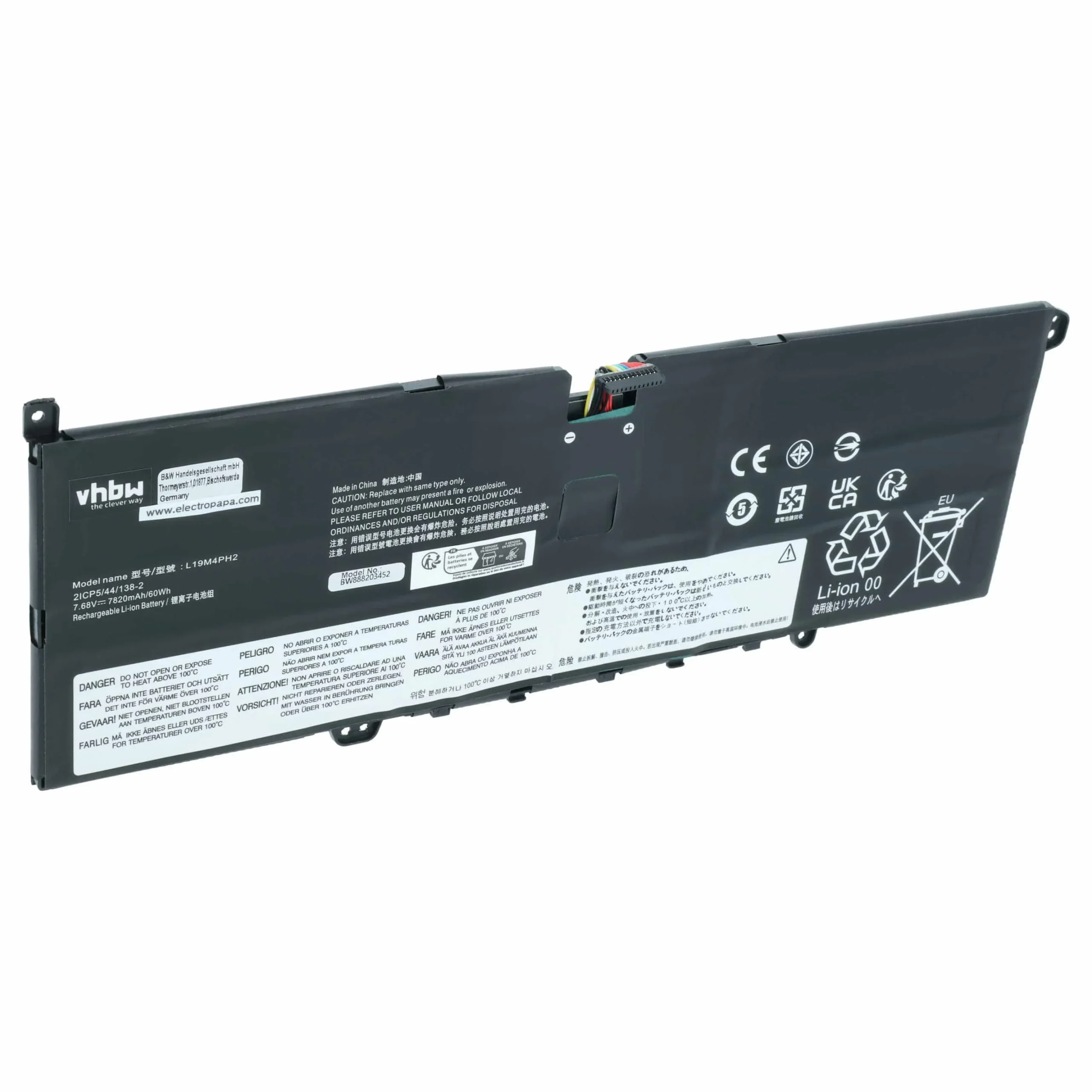 Batterie remplace Lenovo L19C4PH2 pour ordinateur portable Lenovo- 7750mAh 7,68V Li-polymère