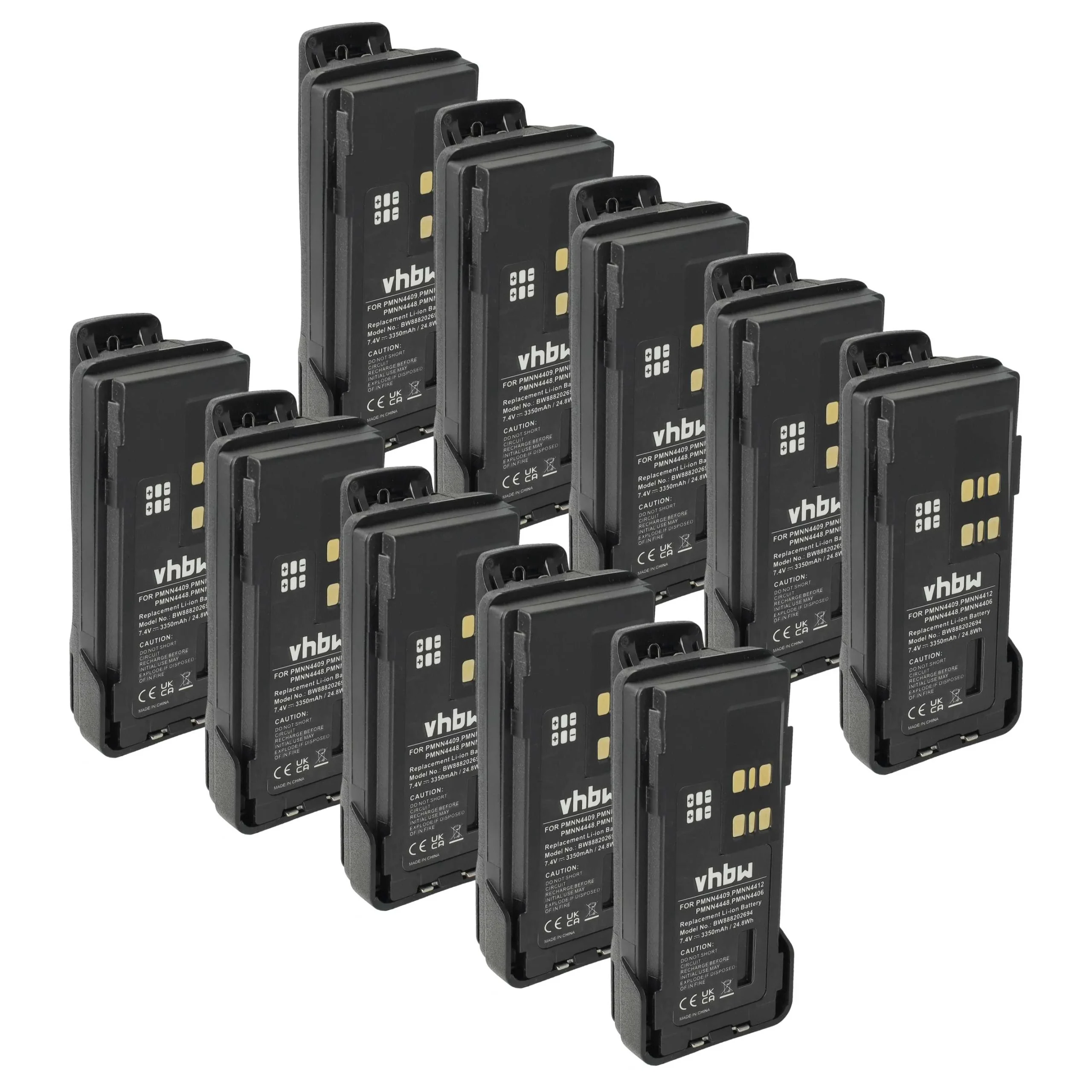 10x Batteries remplace Motorola PMNN4406BR, PMNN4406 pour radio talkie-walkie Motorola- 3350mAh 7,4V Li-ion