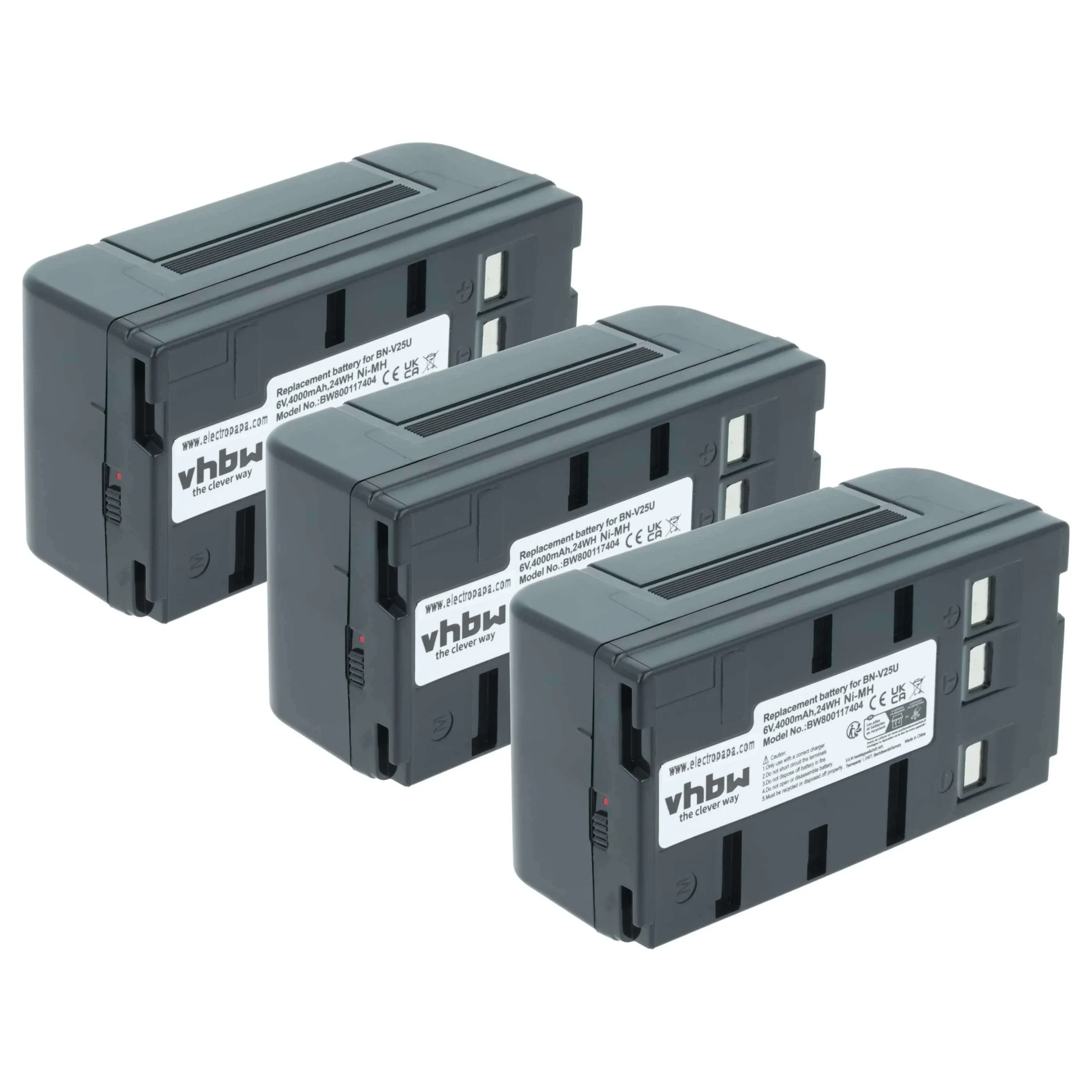 3x Batteries remplace JVC BN-V20, BN-V22, BN-V20US, BN-V20U pour appareil photo Philips- 4000mAh 6V NiMH