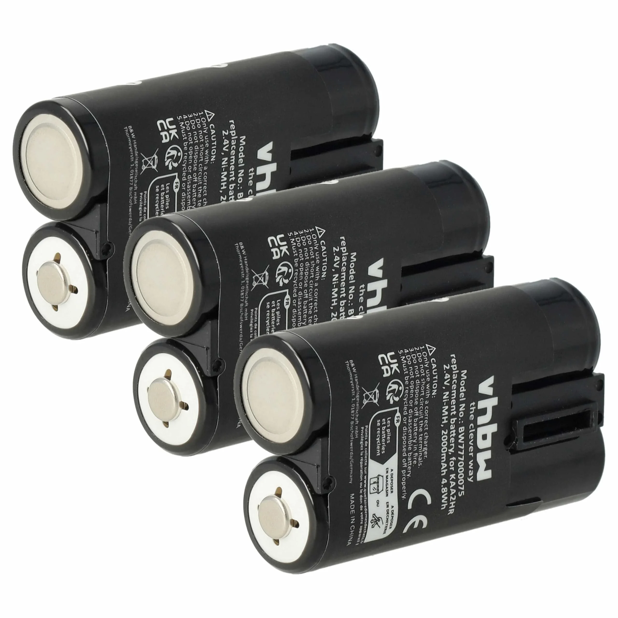 3x Batteries remplace Kodak KAA2HR pour appareil photo Kodak- 2000mAh 2,4V NiMH
