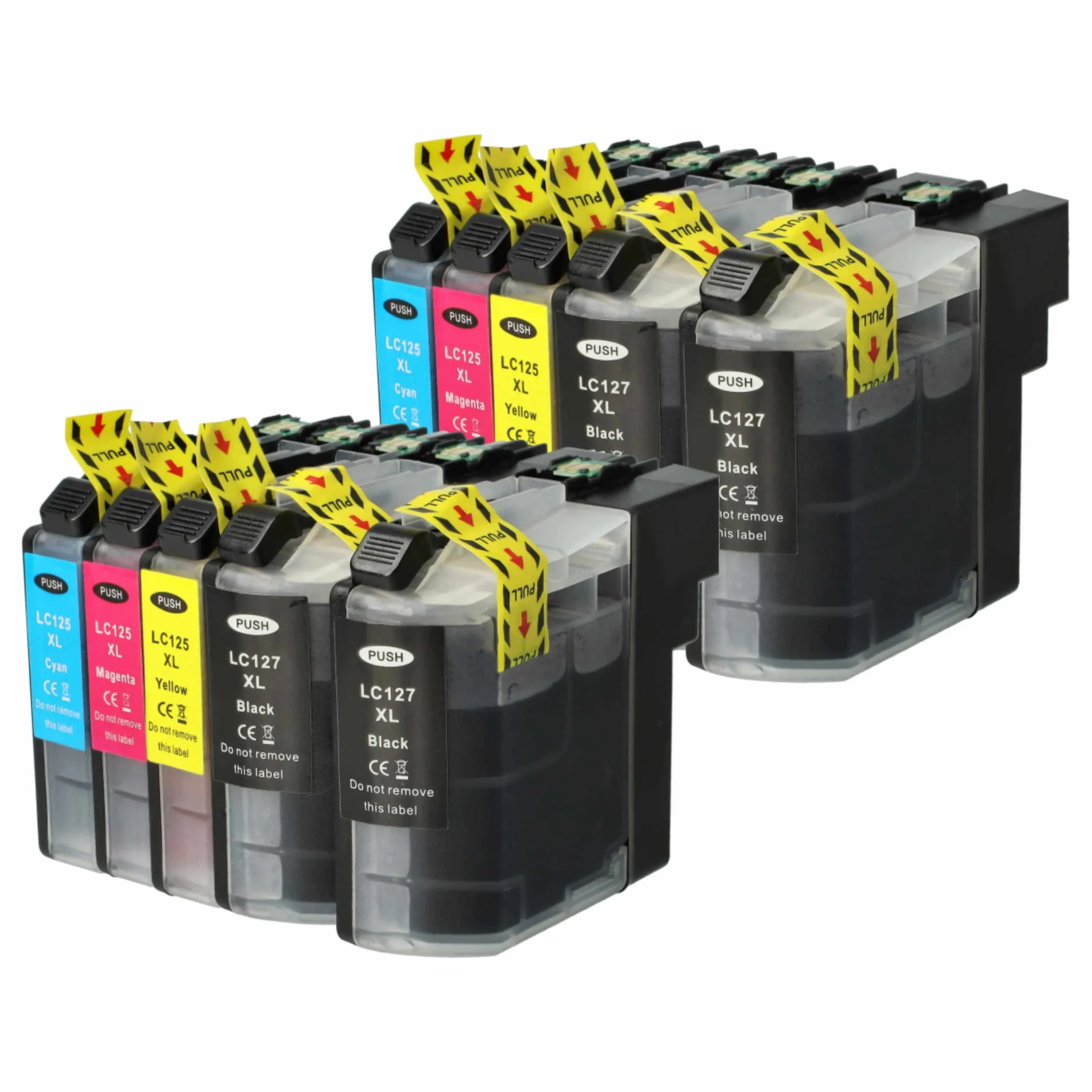 10x Cartouches remplace Brother LC125C, LC125, LC127, LC125M, LC127BK, LC125Y pour imprimante - multicouleurs