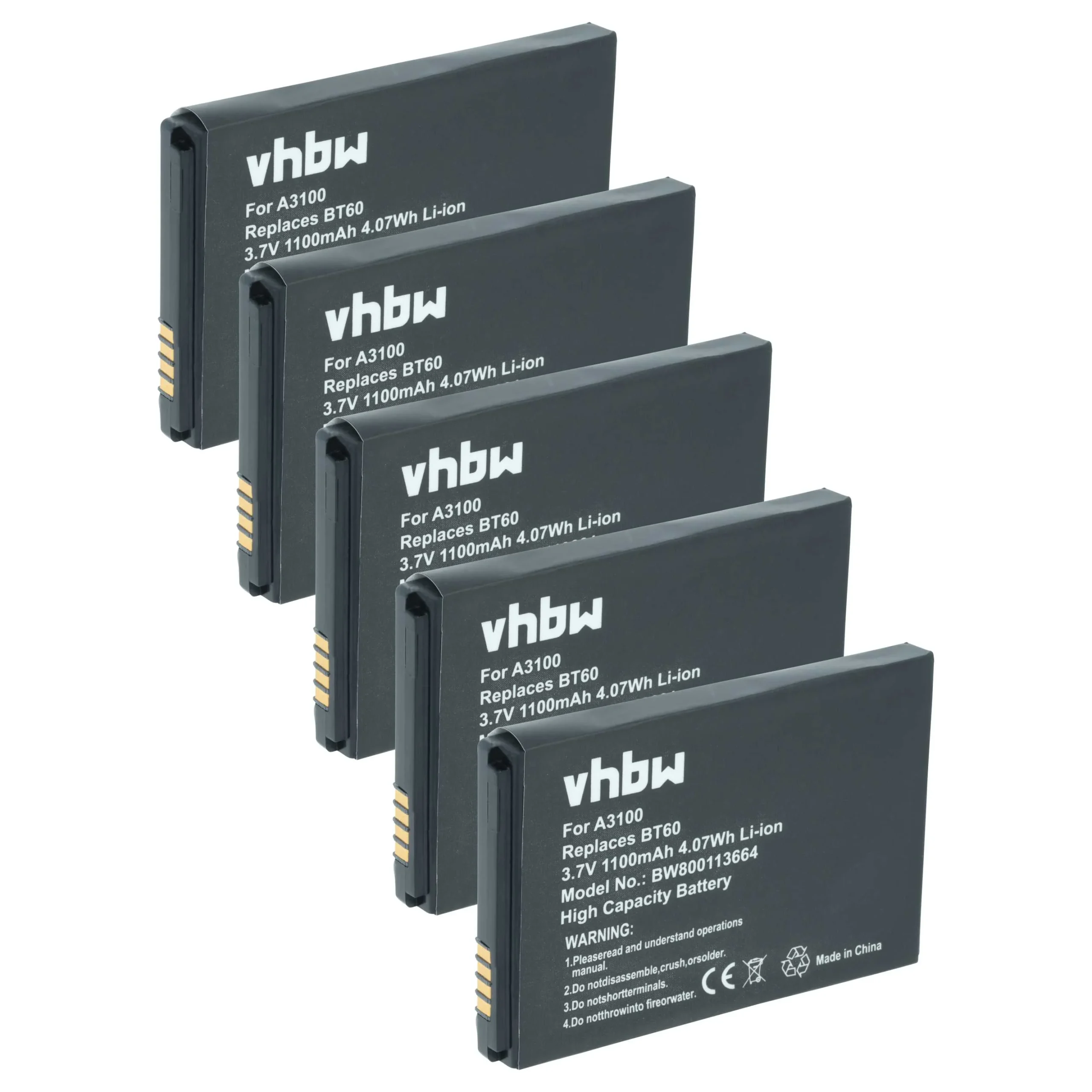Batterie (5 pcs.) remplace Motorola BT110, BT60, BT90 téléphone portable Motorola - 1100mAh 3,7V Li-ion