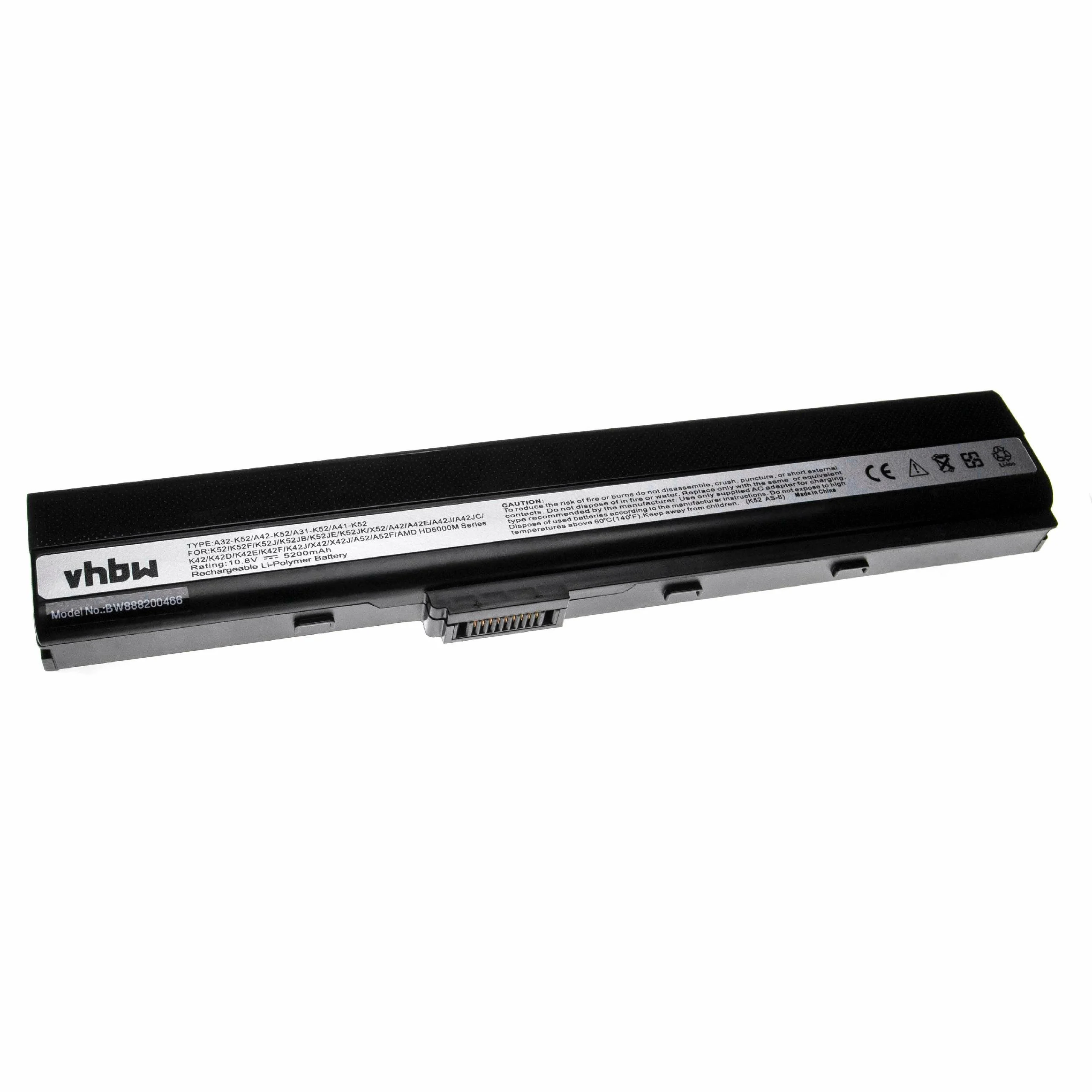 Batterie remplace Asus 70-NXM1B2200Z pour ordinateur portable Asus- 5200mAh 10,8V Li-polymère, noir