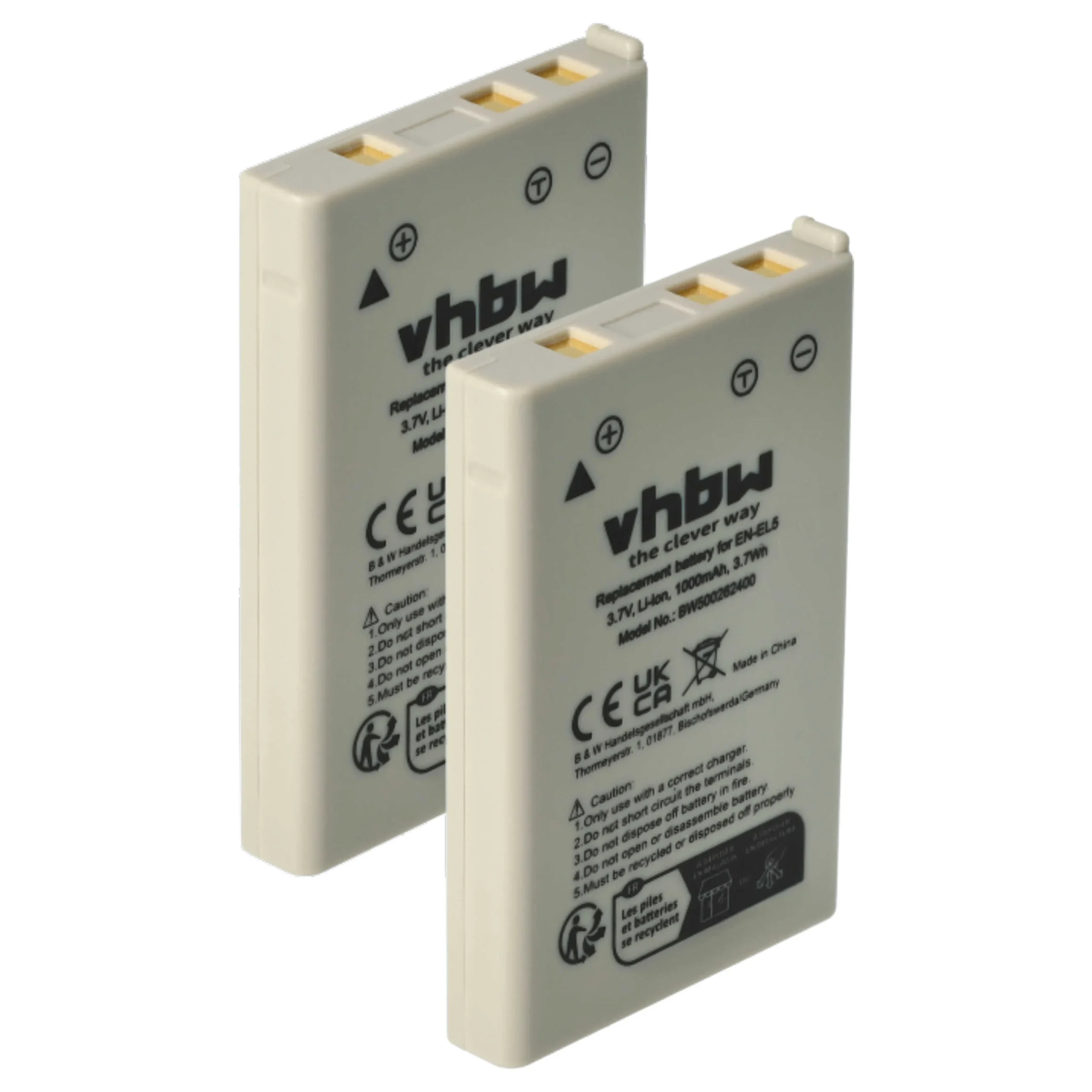2x Batteries remplace Nikon EN-EL5 pour appareil photo Nikon- 1000mAh 3,6V Li-ion