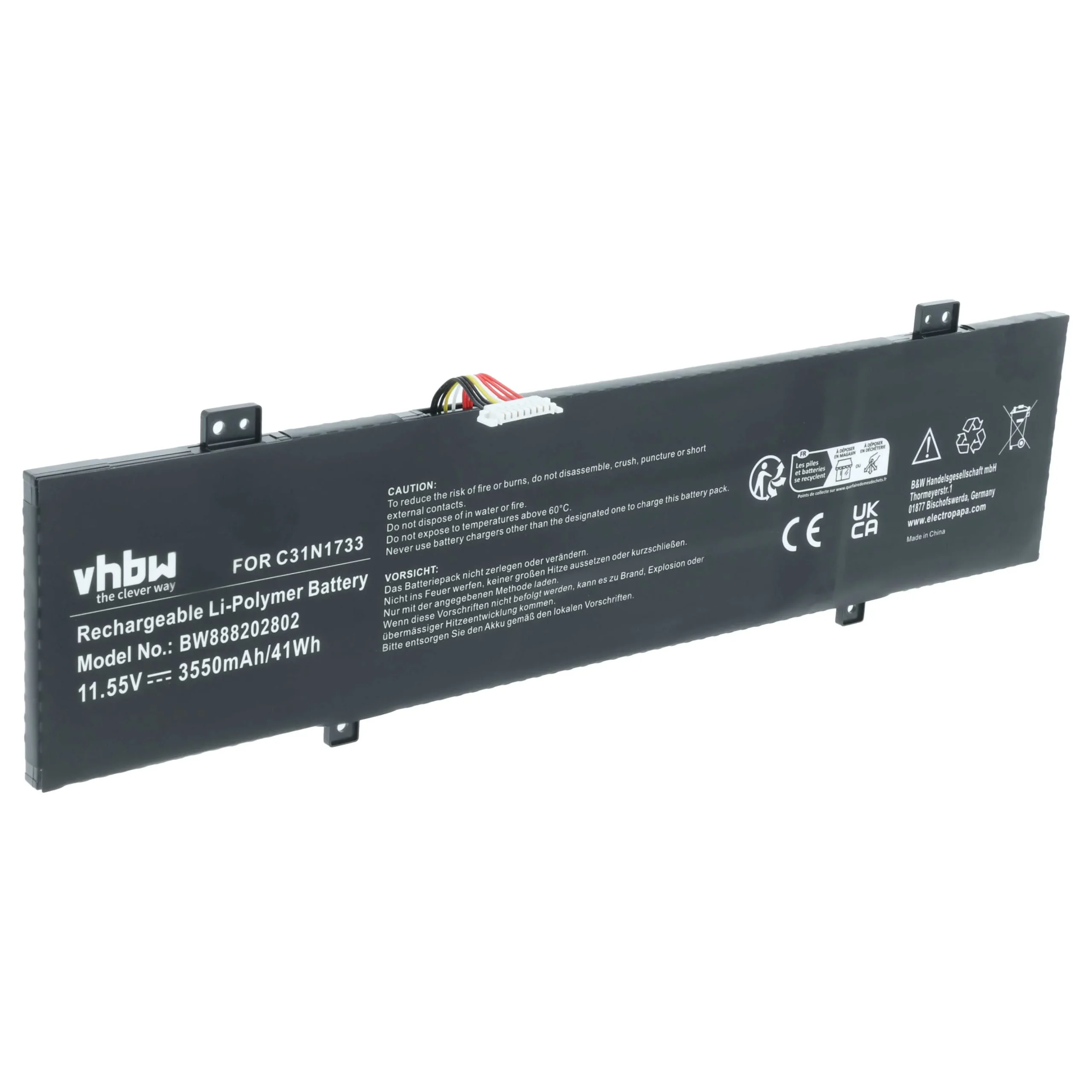 Batterie remplace Asus 0B200-02970000, C31N1733 pour ordinateur portable Asus- 3550mAh 11,55V Li-polymère