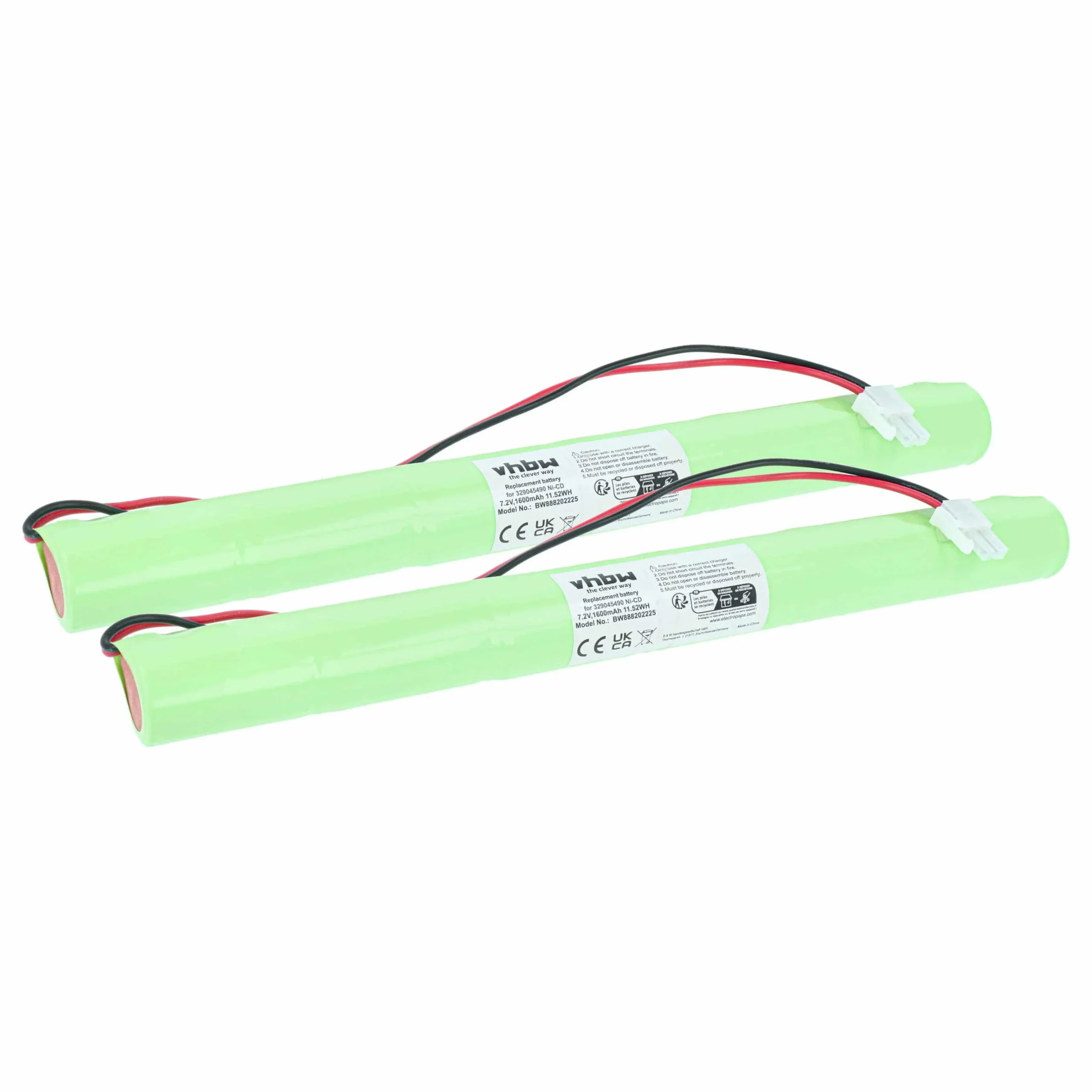 2x Batteries remplace BAES 329045490 pour éclairage de secours BAES - 1600mAh 7,2V NiCd